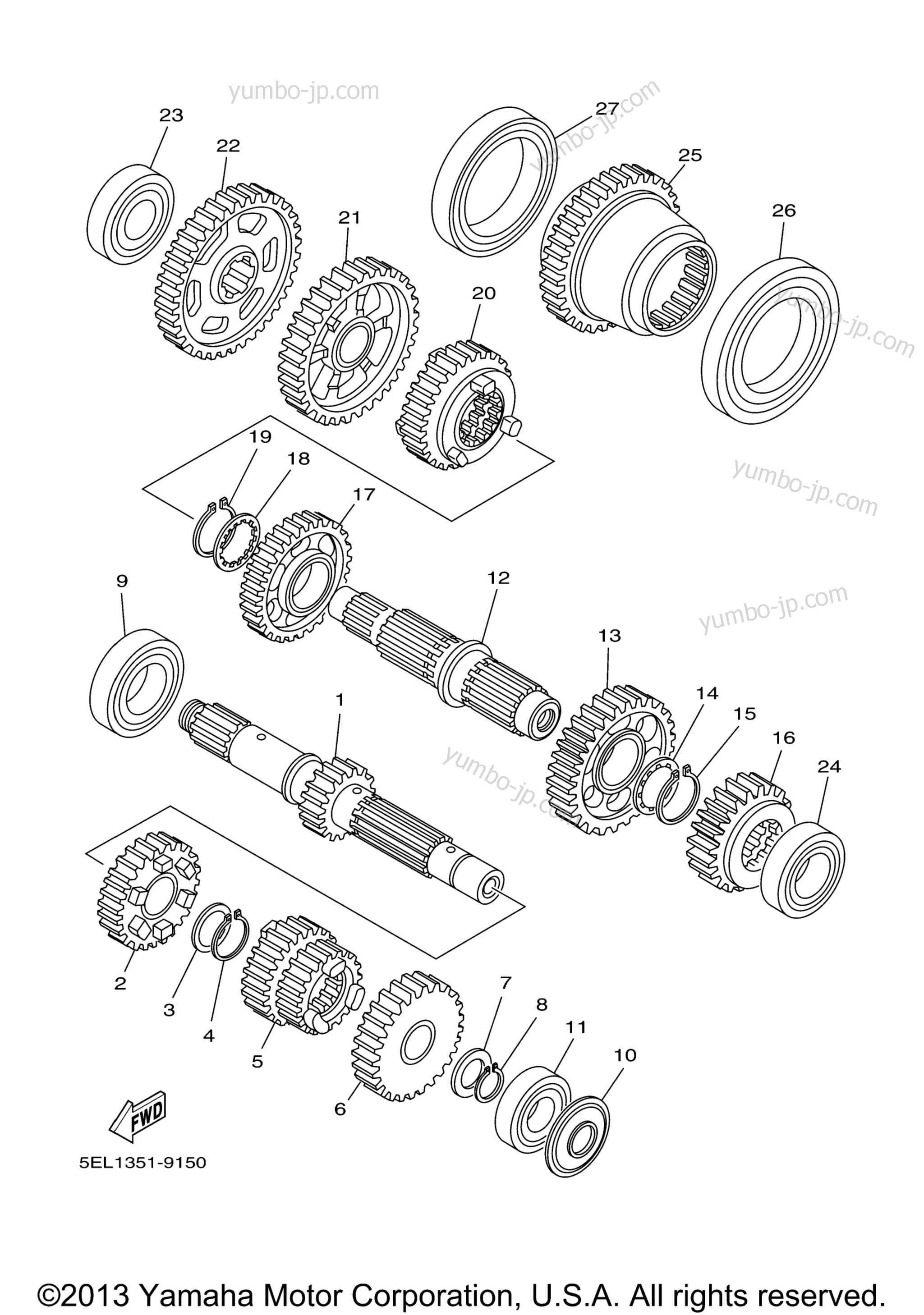 TRANSMISSION for motorcycles YAMAHA V STAR 1100 SILVERADO (XVS11ATSC) CA 2004 year