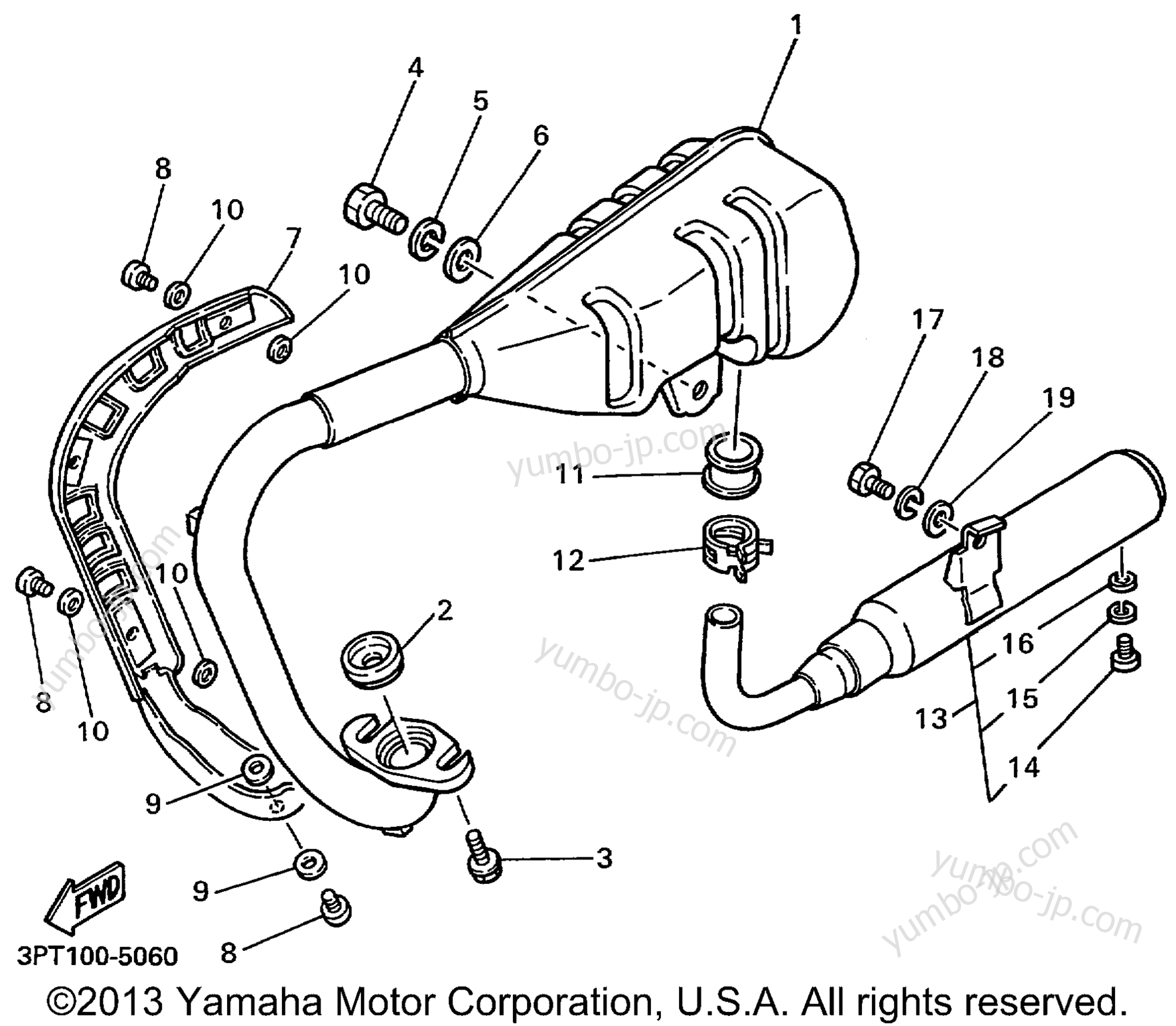 Exhaust for motorcycles YAMAHA YZINGER (PW50L1) 1999 year