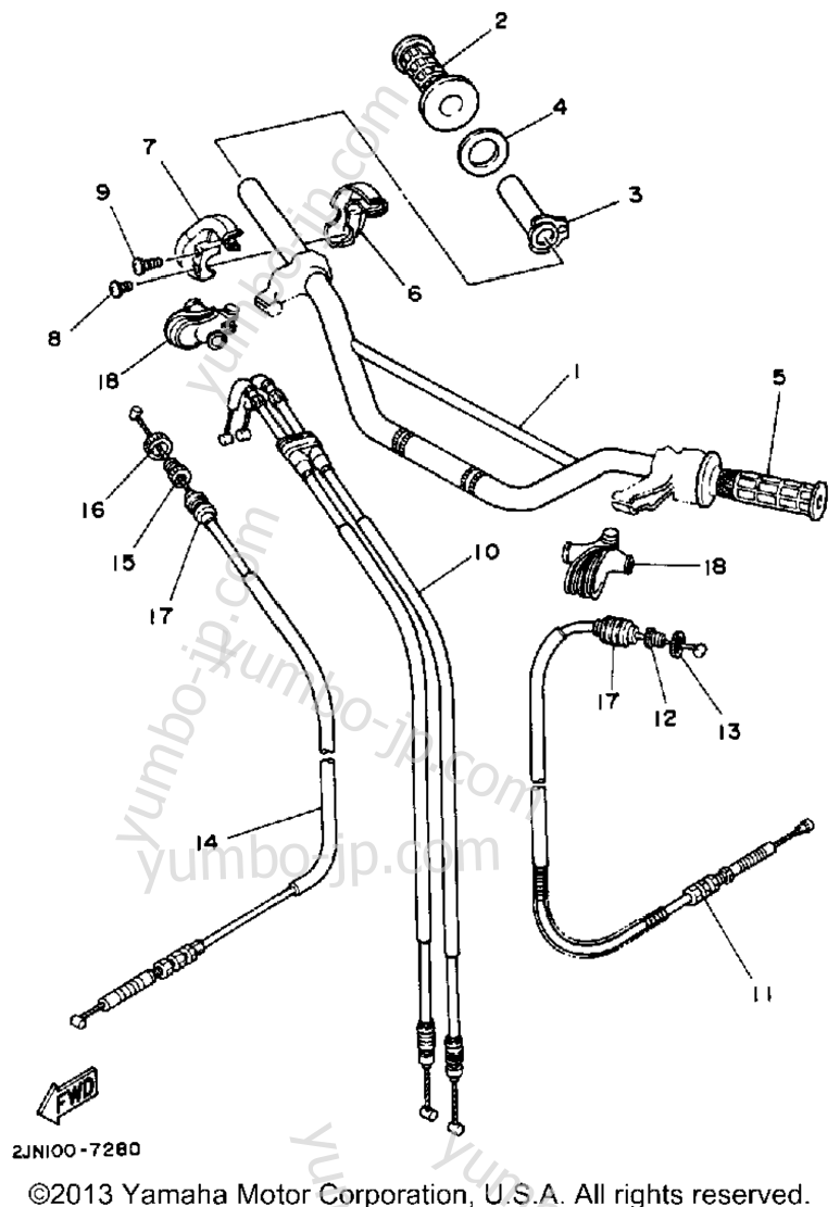 Handlebar Cable for motorcycles YAMAHA BIG WHEEL (BW350U) 1988 year