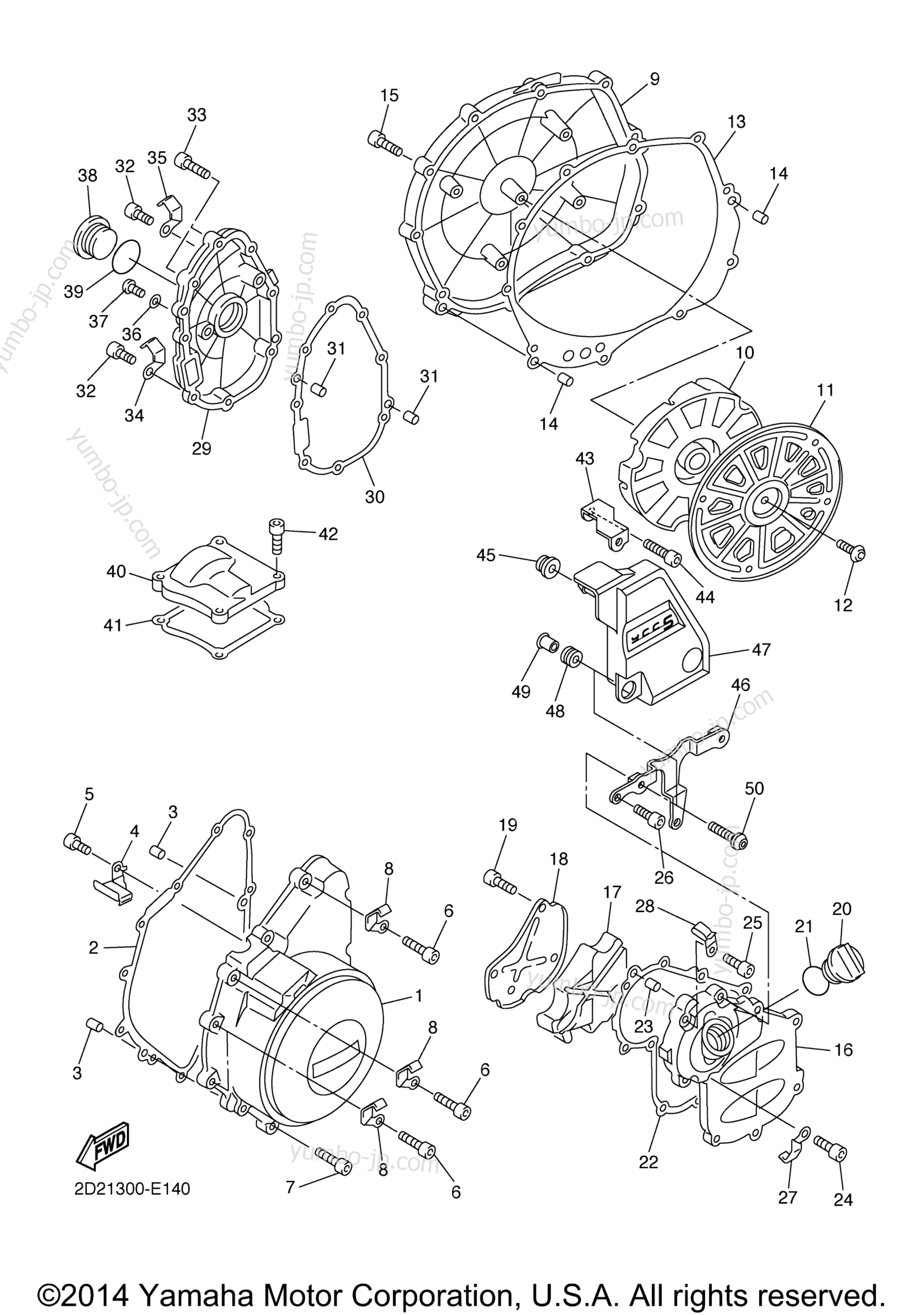 Crankcase Cover 1 для мотоциклов YAMAHA FJR13 Electric Shift (FJR13AEVC) CA 2006 г.