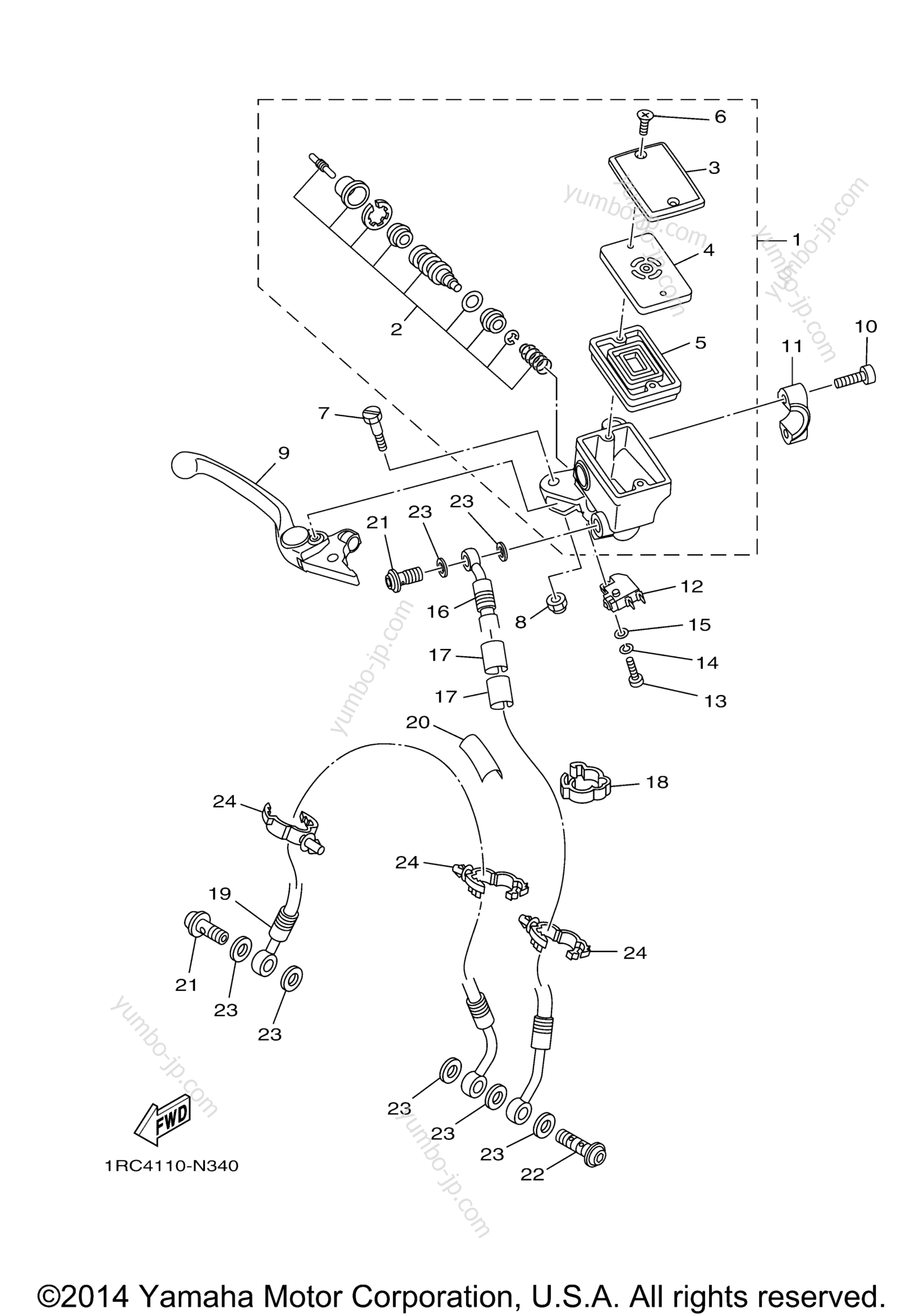 FRONT MASTER CYLINDER для мотоциклов YAMAHA FZ09 (FZ09ECGY) CA 2014 г.