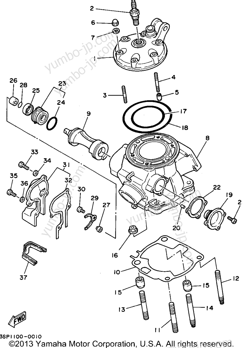 CYLINDER HEAD for motorcycles YAMAHA WR250ZG 1995 year