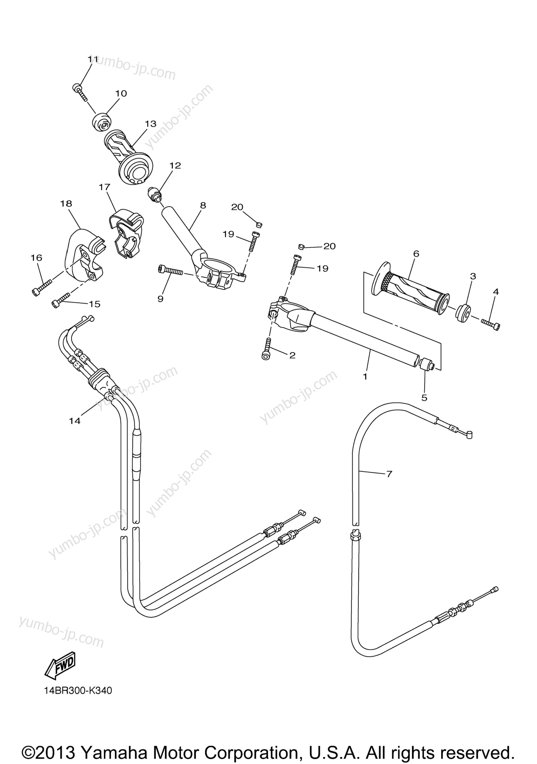 Steering Handle Cable for motorcycles YAMAHA YZF-R1 (YZFR1BCW) CA 2012 year