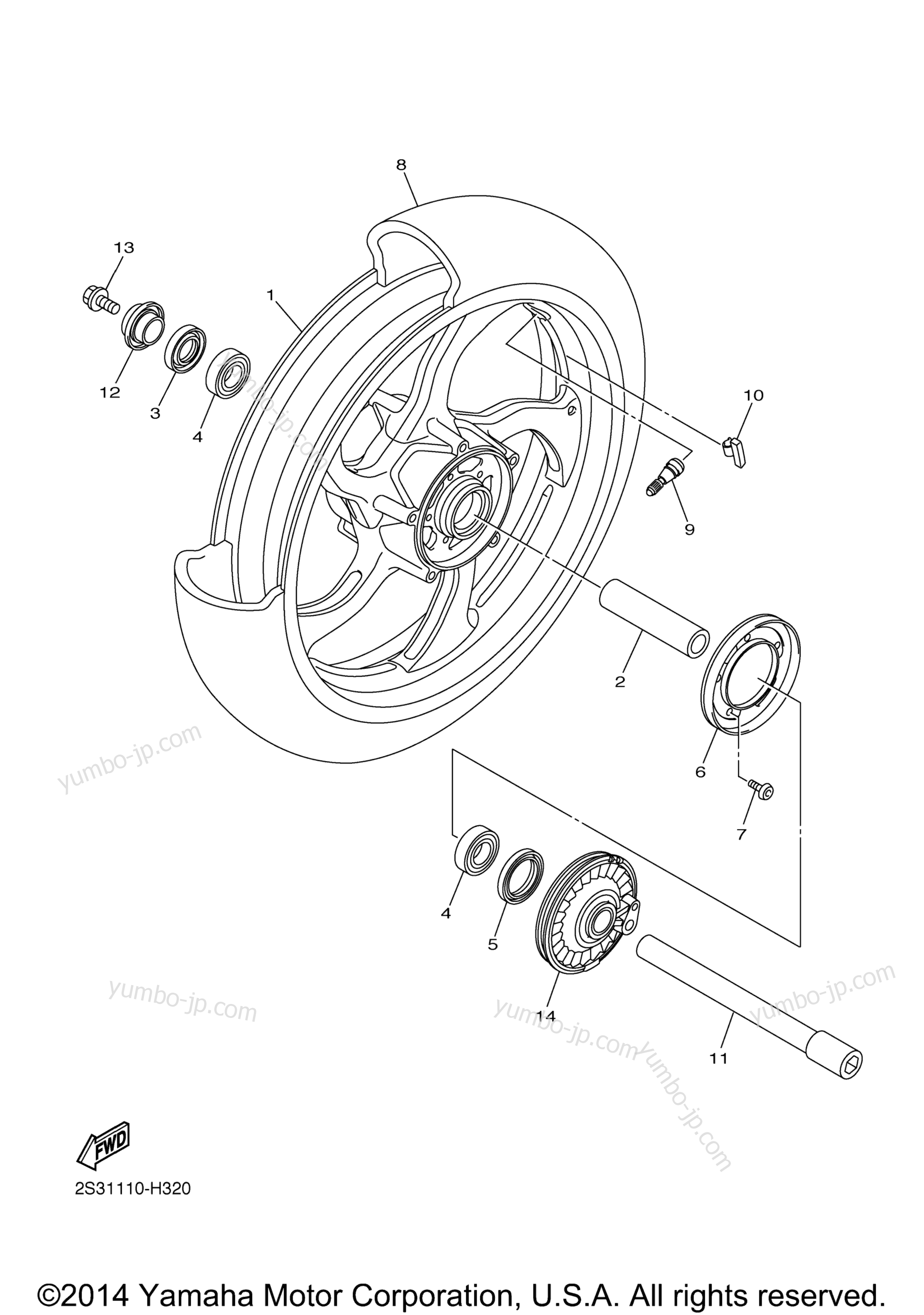 FRONT WHEEL для мотоциклов YAMAHA VMAX (VMX17AG) 2011 г.