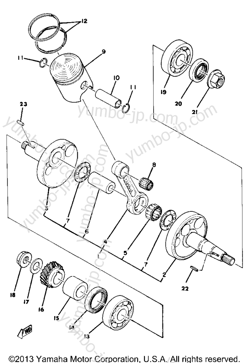 Crankshaft Piston Yz80f для мотоциклов YAMAHA YZ80D 1977 г.