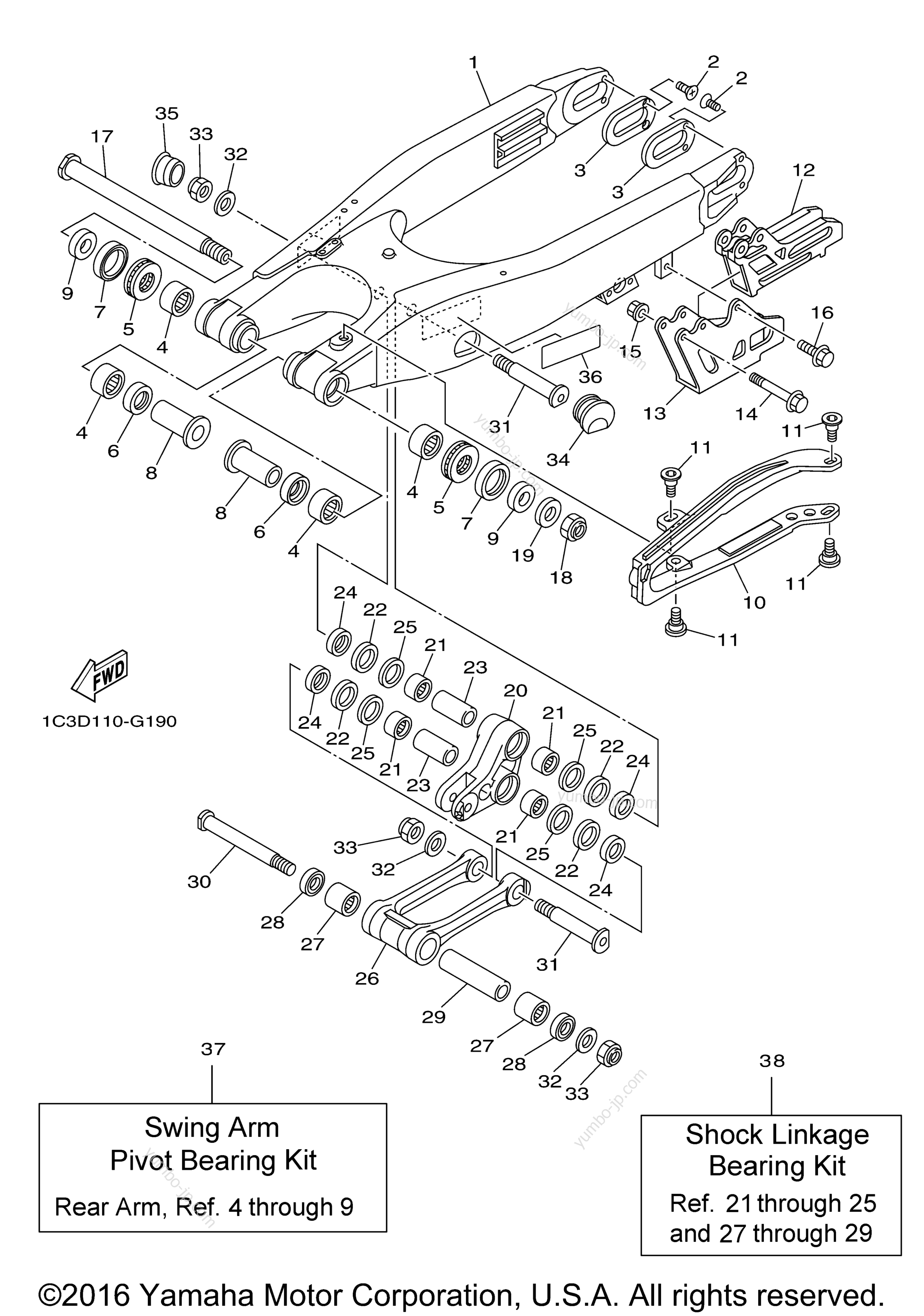 REAR ARM для мотоциклов YAMAHA YZ125 (YZ125Y) 2009 г.