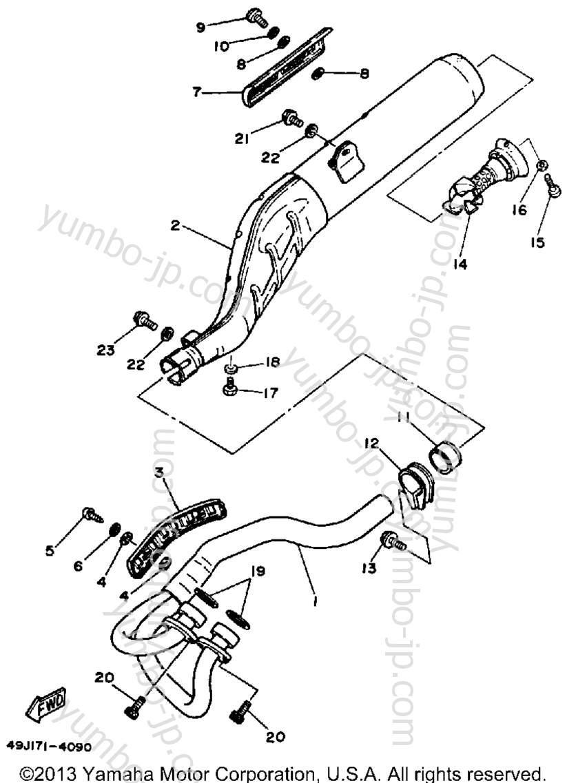 Exhaust for motorcycles YAMAHA XT350T 1987 year