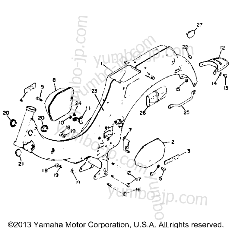 Frame Side Cover for motorcycles YAMAHA U7E 1972 year