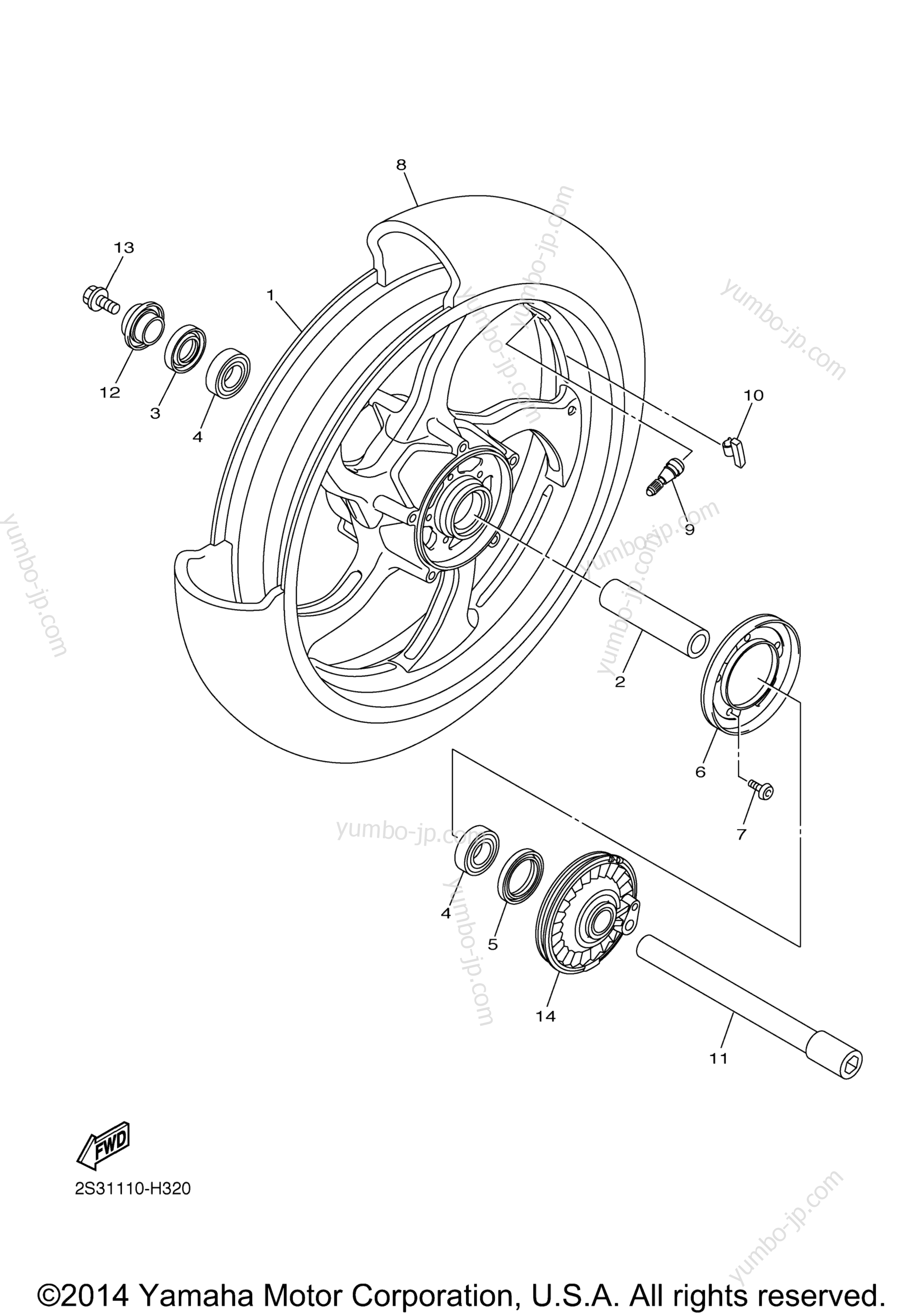 FRONT WHEEL for motorcycles YAMAHA V MAX (VMX17YCB) CA 2009 year