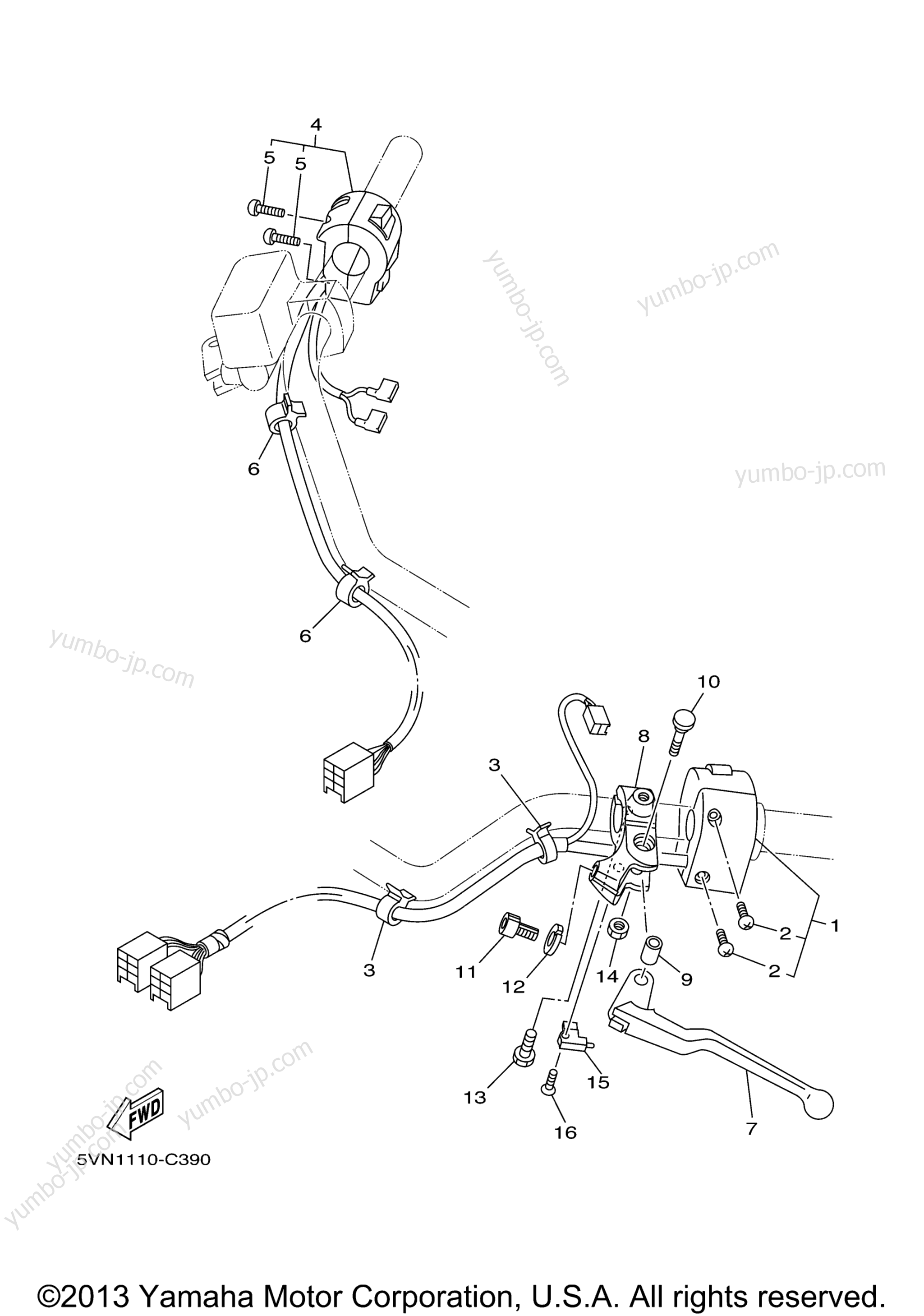 Handle Switch Lever для мотоциклов YAMAHA ROAD STAR SILVERADO (XV17ATVC) CA 2006 г.