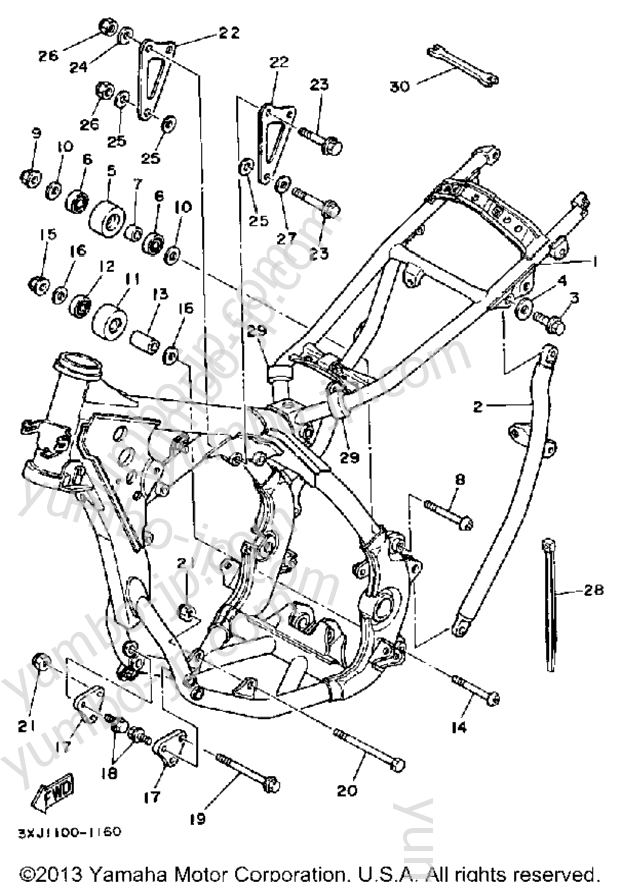 FRAME for motorcycles YAMAHA YZ125B 1991 year