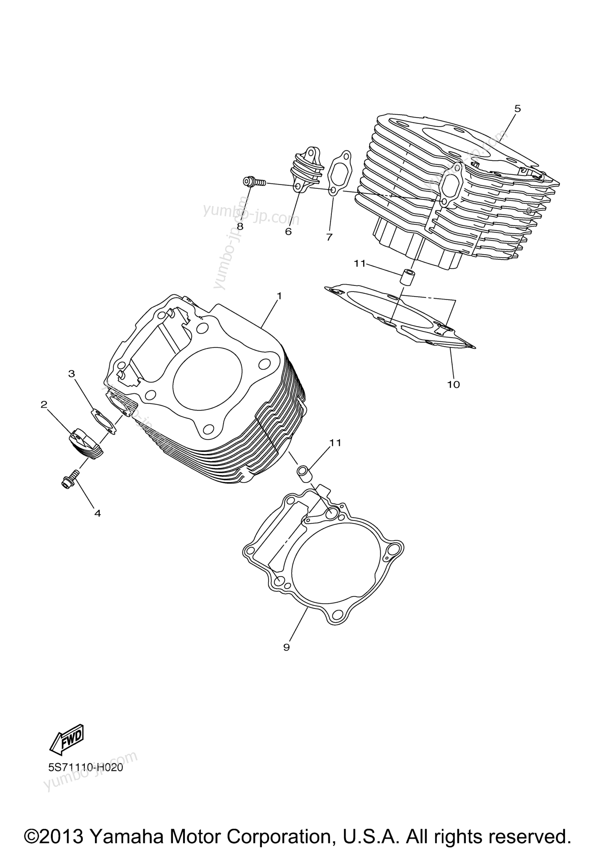 CYLINDER for motorcycles YAMAHA V STAR 950 TOURER (XVS95CTDCR) CA 2013 year