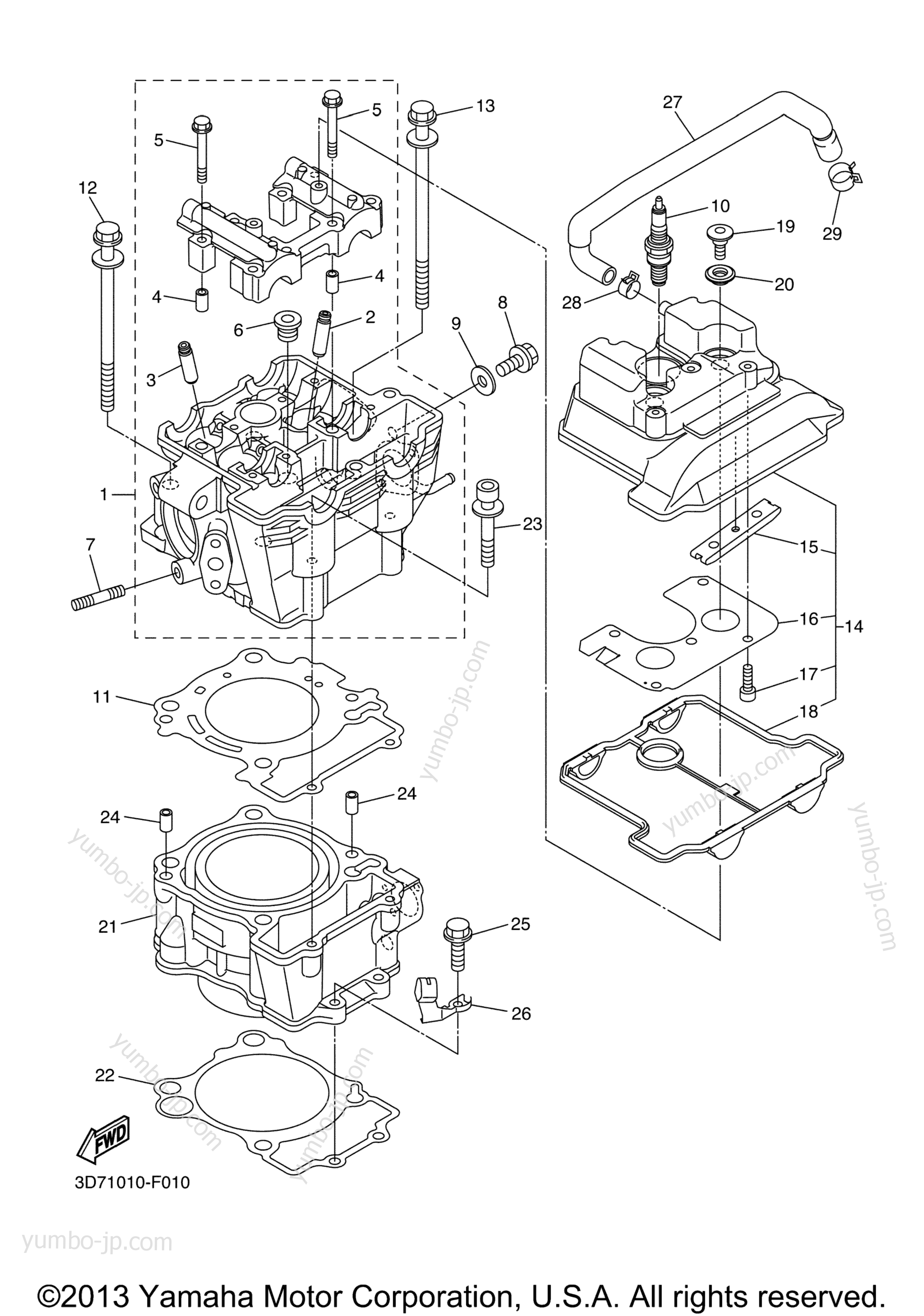 CYLINDER for motorcycles YAMAHA WR250R (WR25RZCL) CA 2010 year