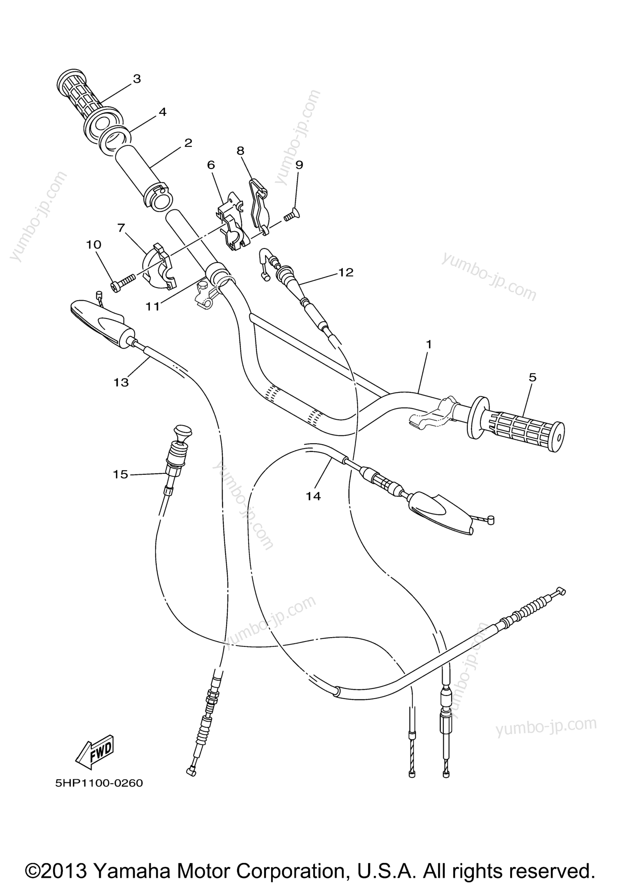 Steering Handle Cable для мотоциклов YAMAHA TTR125_L (TTR125S) 2004 г.