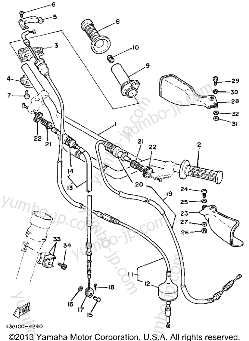 Steering Handle-Cable for motorcycles YAMAHA IT200N 1985 year