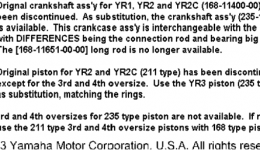 Crank - Piston (Notes Only) для мотоцикла YAMAHA YR21968 г. 