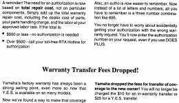 Audio Warranty Service Pg 4 для мотоцикла YAMAHA TW200H1996 г. 