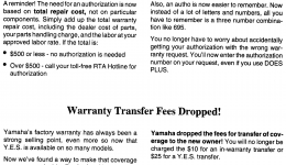 Audio Warranty Service Pg 1 для мотоцикла YAMAHA Y-ZINGER (PW50H1)1996 г. 