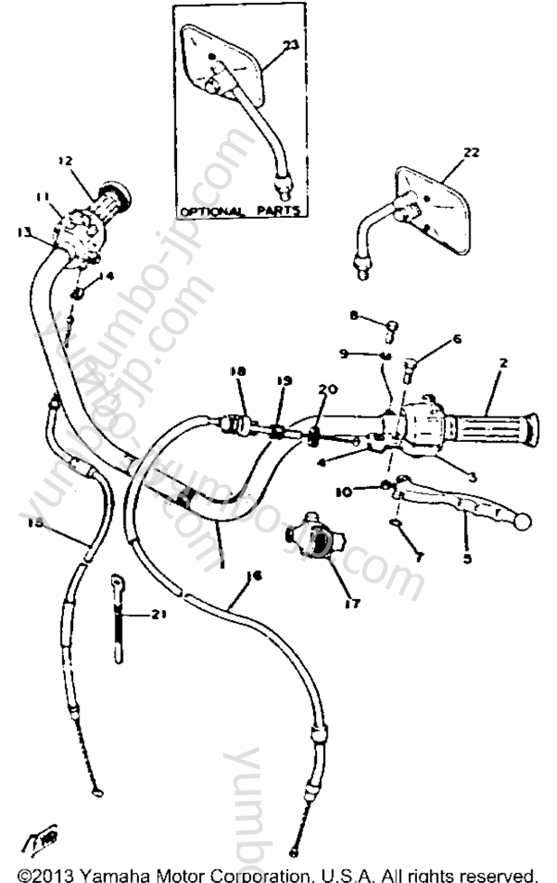 Handle - Wire для мотоциклов YAMAHA XS650_2F 1979 г.