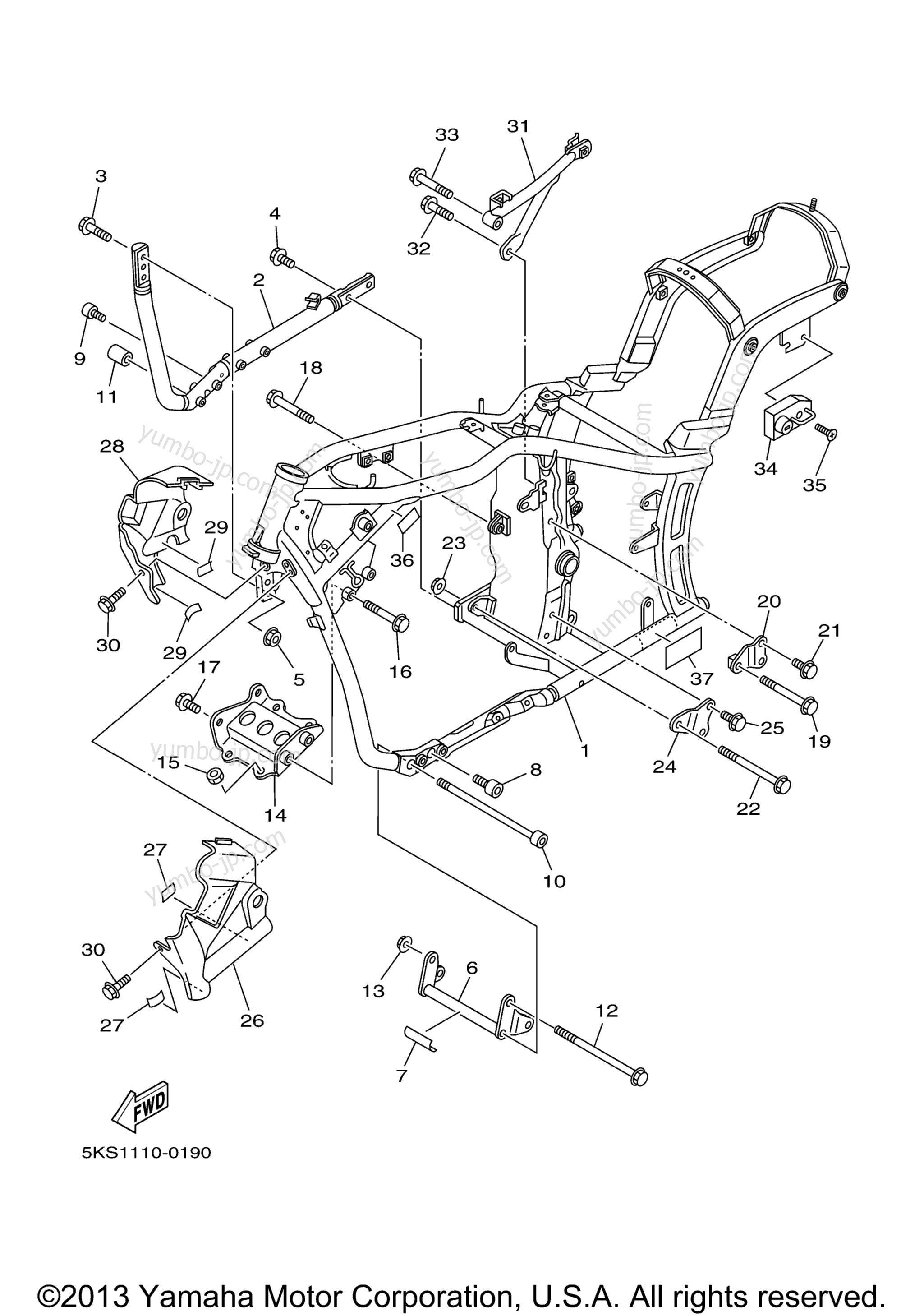 FRAME for motorcycles YAMAHA V-STAR 1100 CLASSIC (XVS1100AR) 2003 year