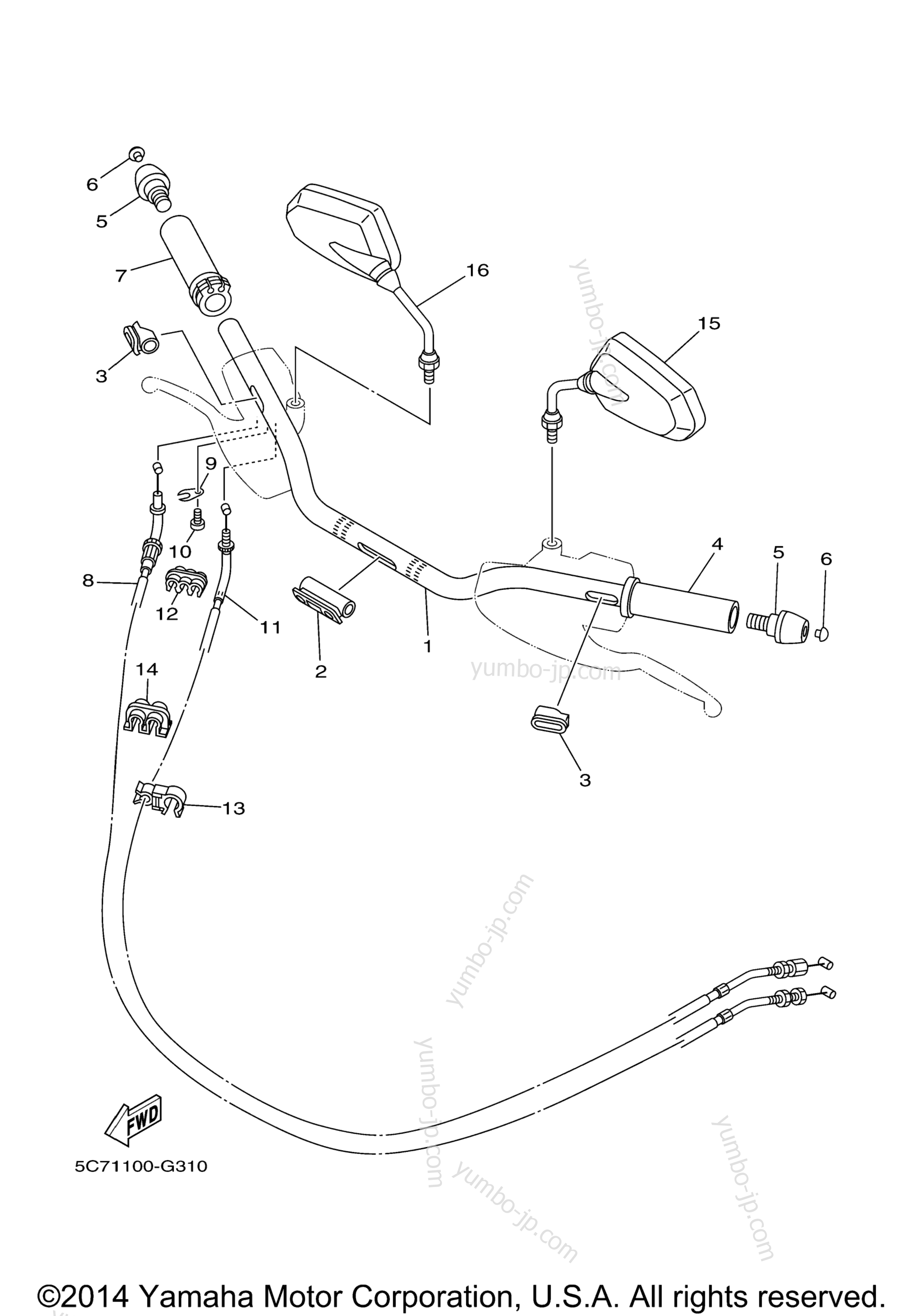 Steering Handle Cable для мотоциклов YAMAHA RAIDER (XV19CER) 2014 г.