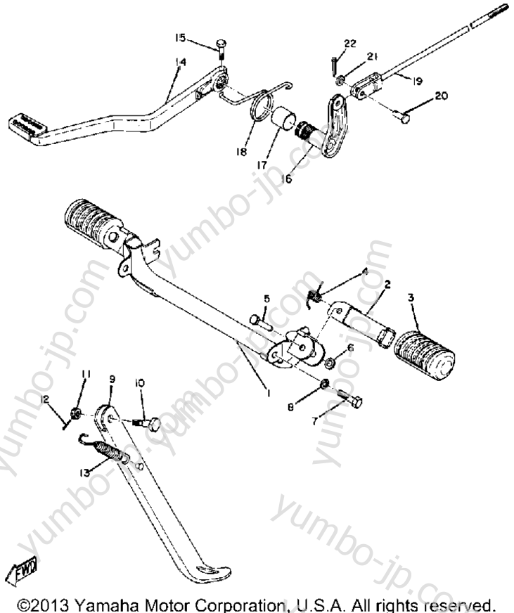 Stand, Foot Rest & Rear Brake Pedal for motorcycles YAMAHA DT1 1968 year