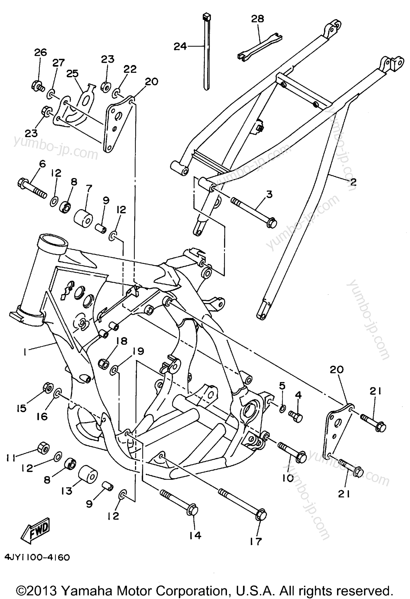 FRAME for motorcycles YAMAHA YZ125 (YZ125G1) 1995 year