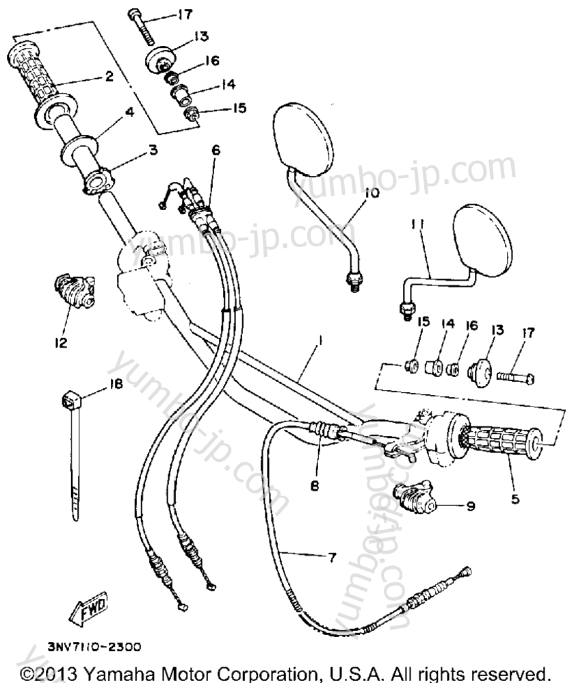 Handlebar-Cable для мотоциклов YAMAHA XT350EC CA 1993 г.