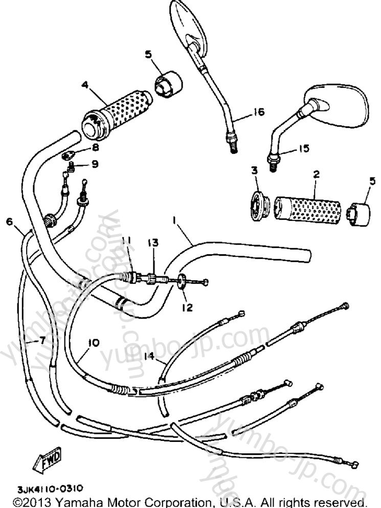 Handlebar Cable для мотоциклов YAMAHA VIRAGO 1100 (XV1100E) 1993 г.