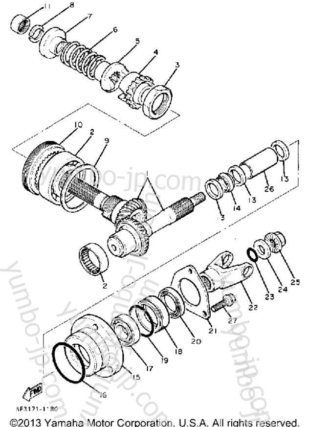 Middle Drive Gear для мотоциклов YAMAHA VIRAGO 750 (XV750J) 1982 г.