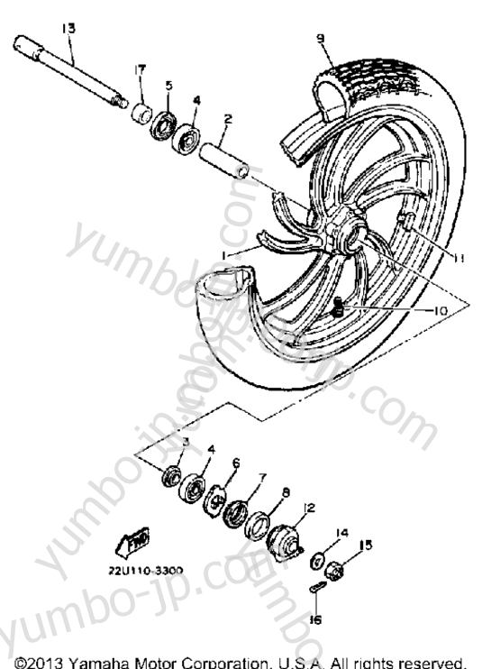 FRONT WHEEL for motorcycles YAMAHA XV500K 1983 year