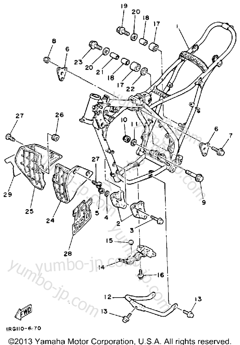 FRAME for motorcycles YAMAHA TT350S 1986 year