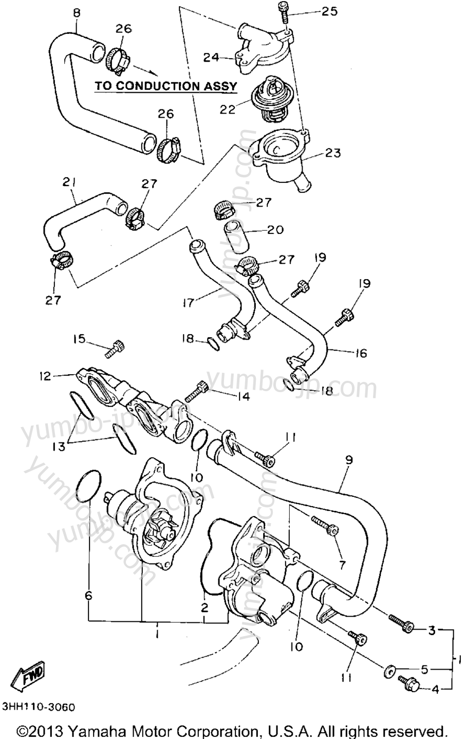 WATER PUMP for motorcycles YAMAHA FZR600RF 1994 year