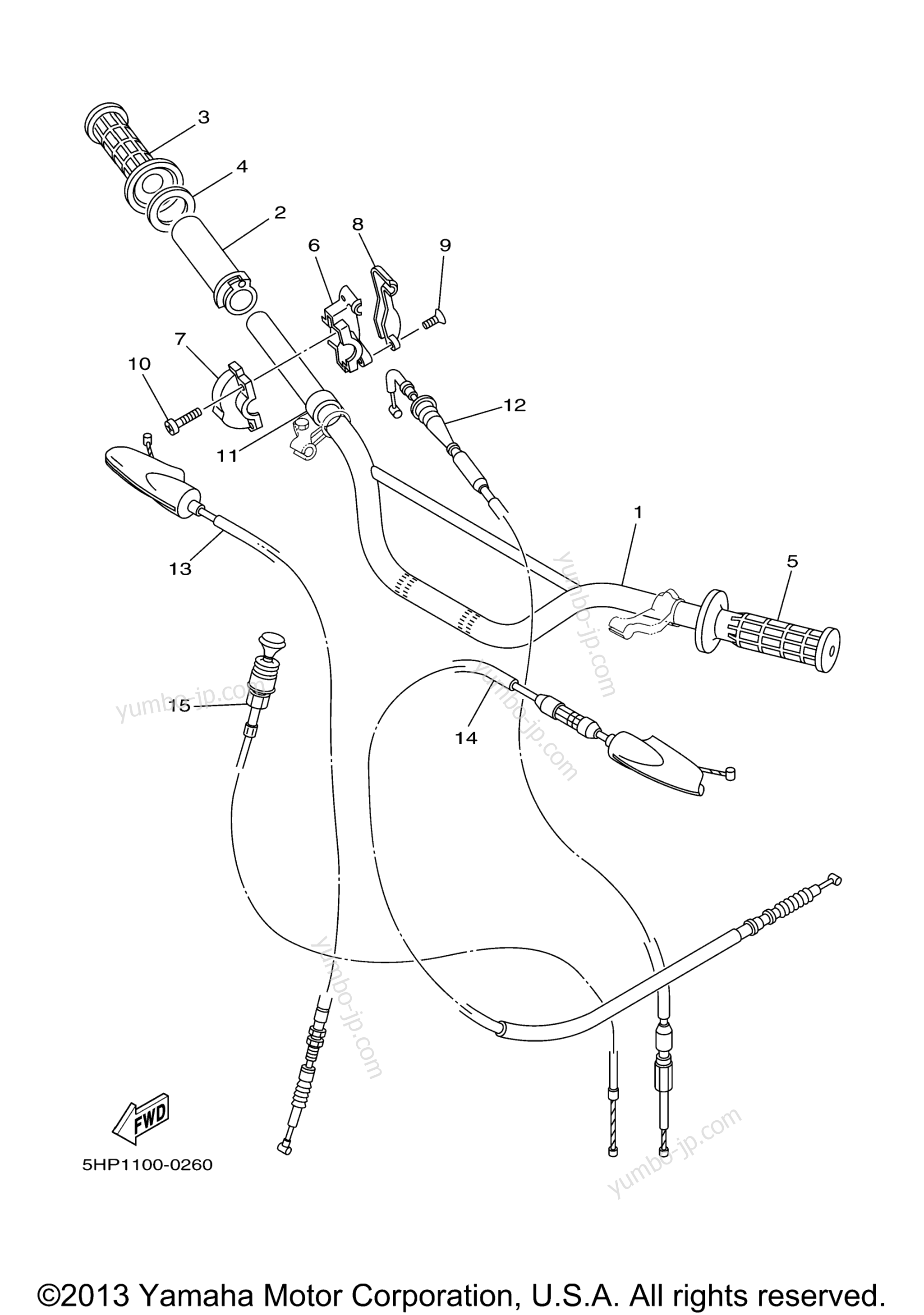 Steering Handle Cable для мотоциклов YAMAHA TT-R125LE (TTR125LEW) 2007 г.