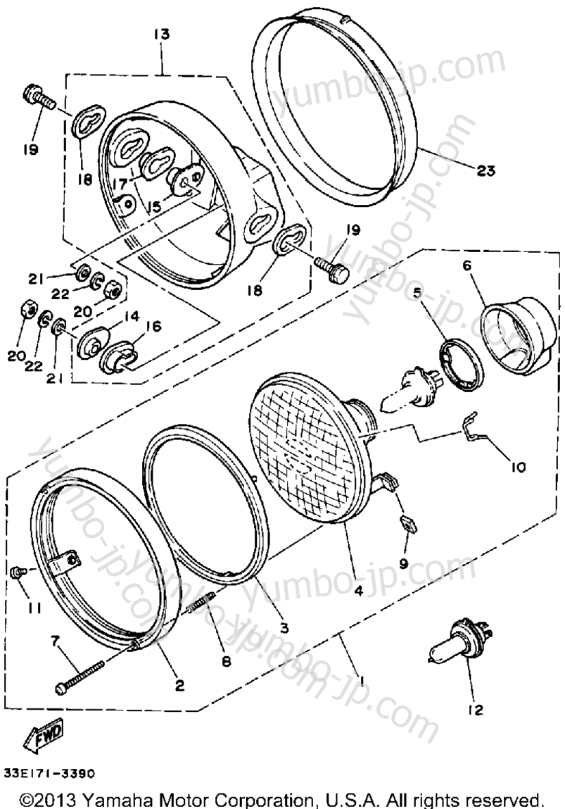 HEADLIGHT для мотоциклов YAMAHA RZ350L 1984 г.