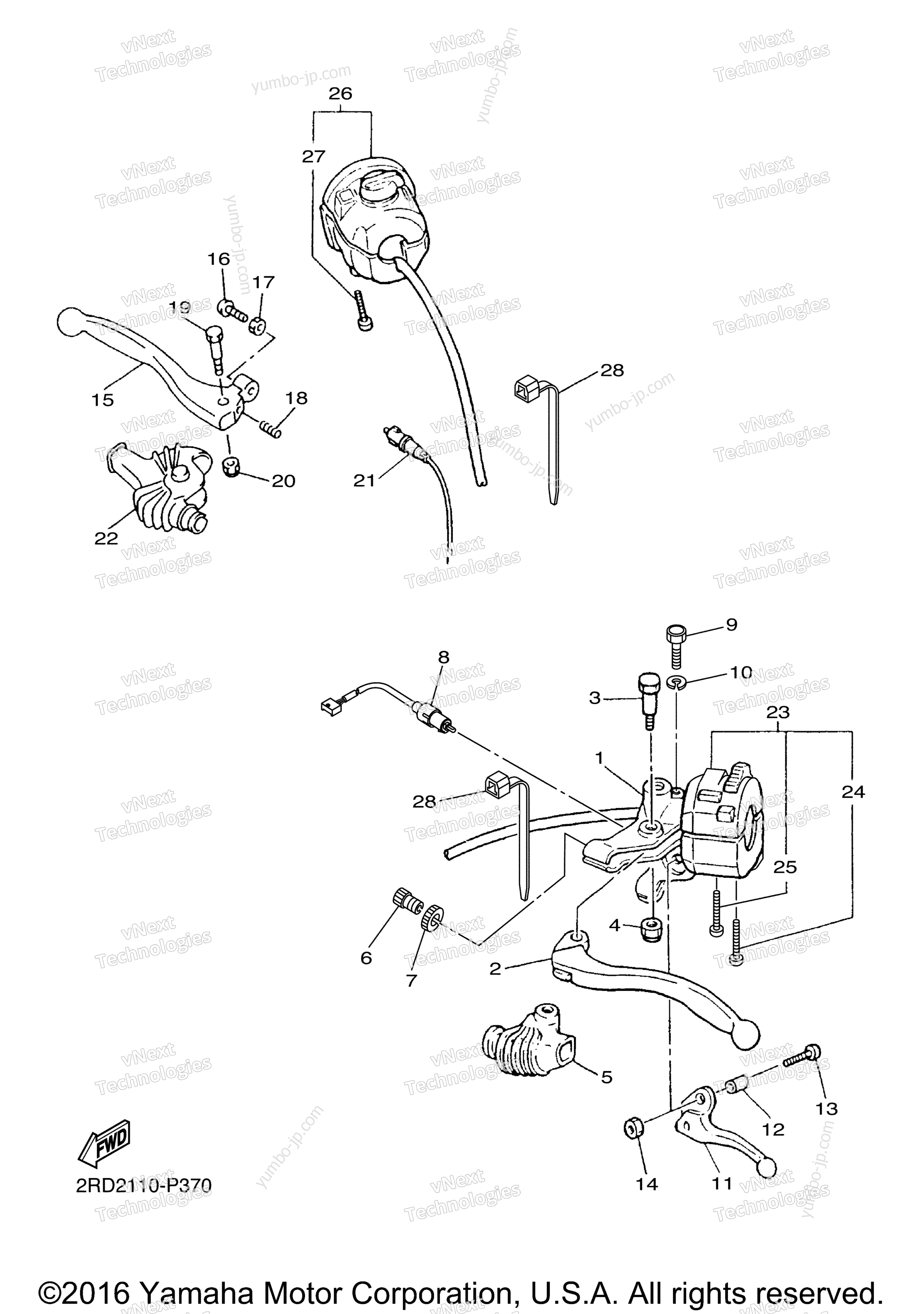 Handle Switch Lever for motorcycles YAMAHA SR400 (SR400HB) 2017 year