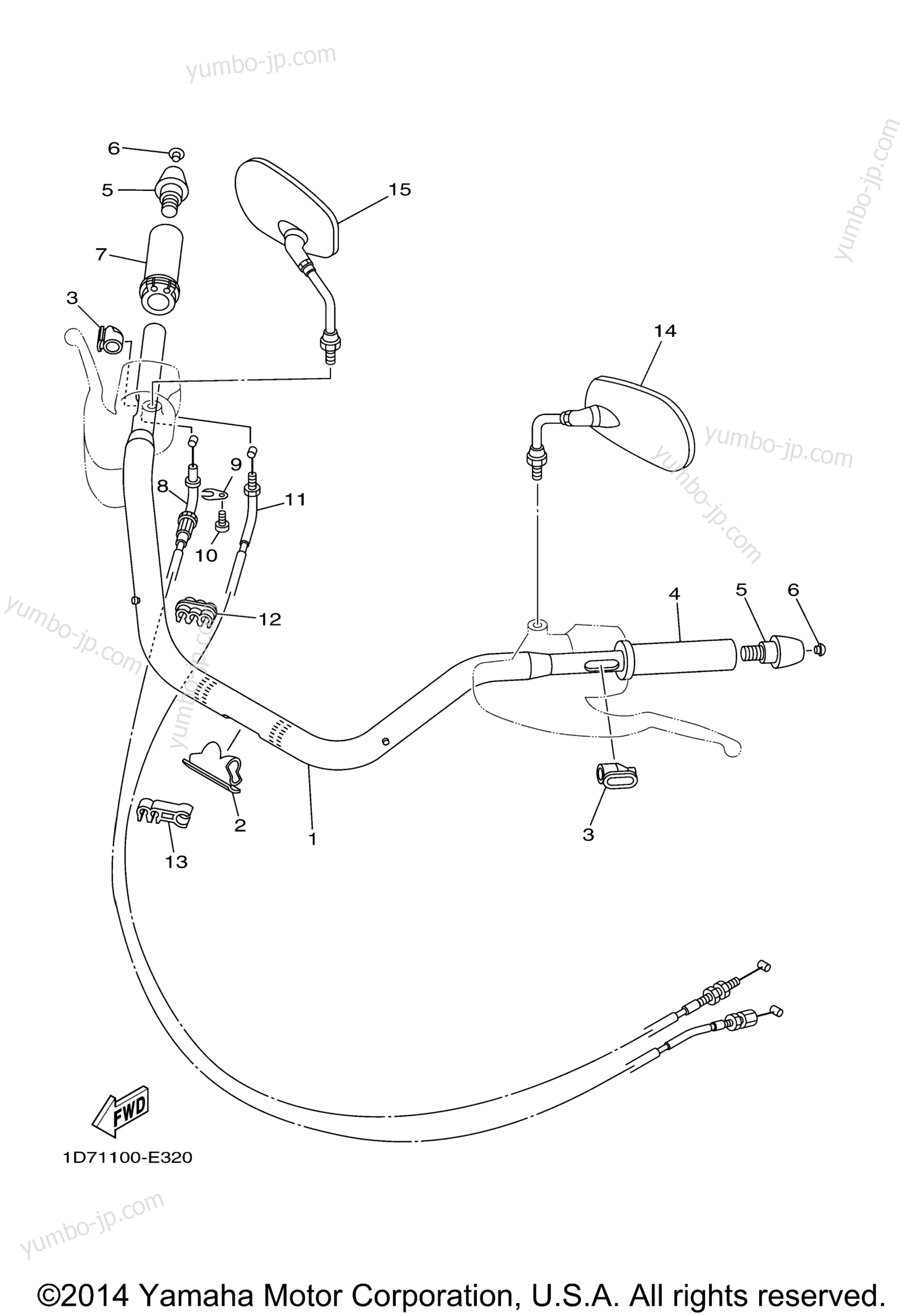 Steering Handle Cable для мотоциклов YAMAHA STRATOLINER MIDNIGHT (XV19CTMV) 2006 г.