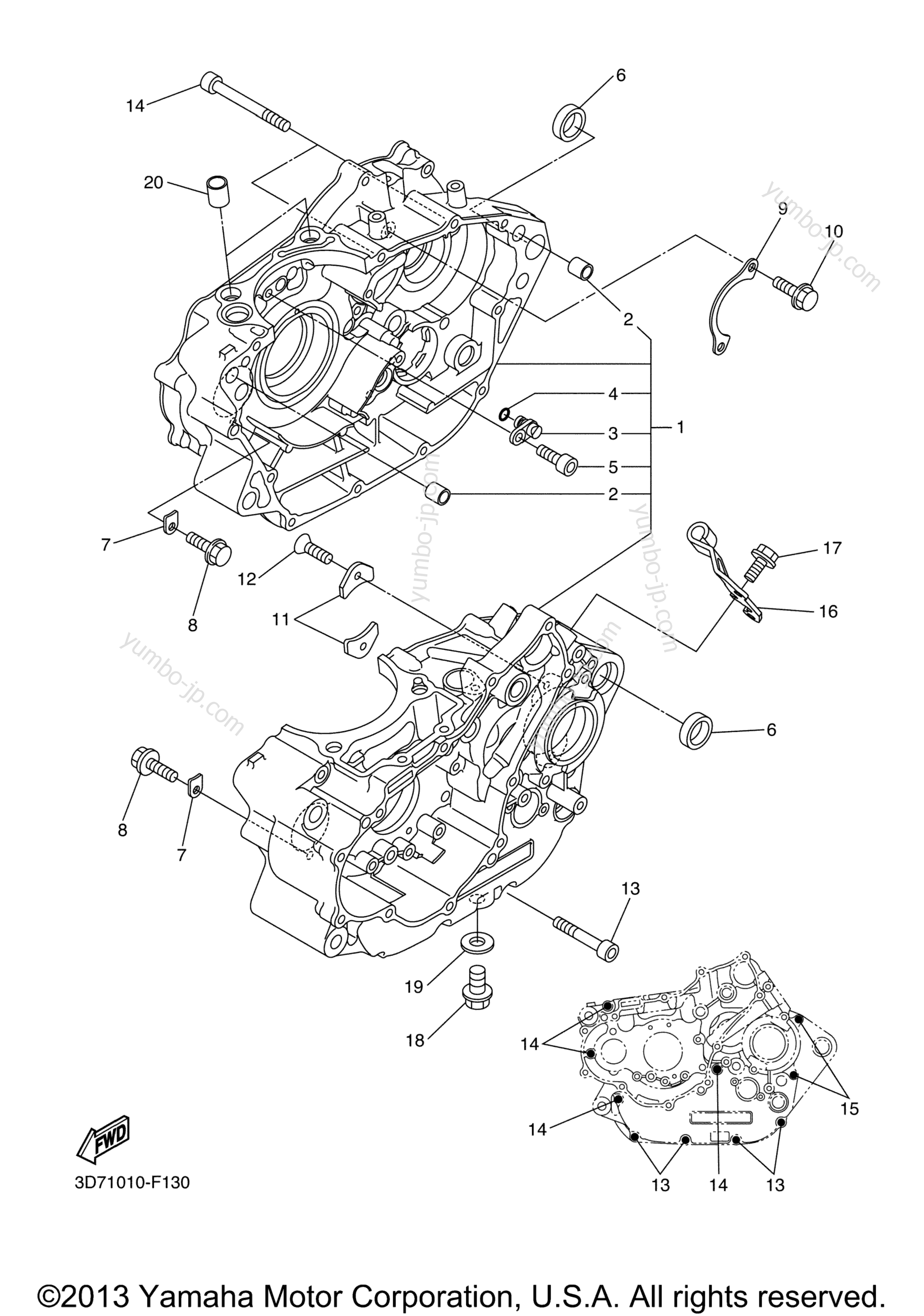 CRANKCASE for motorcycles YAMAHA WR25RB (WR25RBCL) CA 2012 year