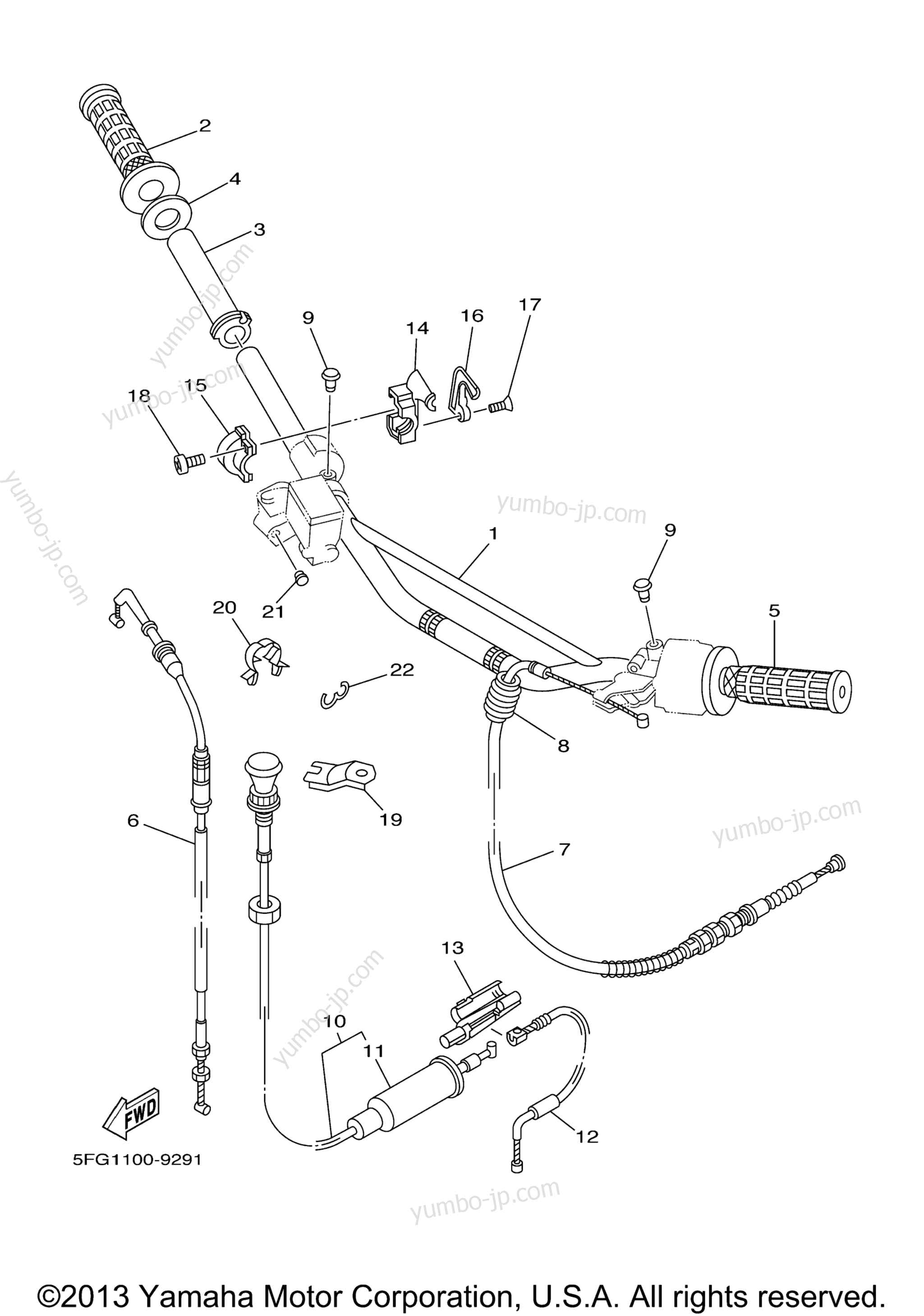 Steering Handle Cable для мотоциклов YAMAHA TT-R225 (TTR225S) 2004 г.