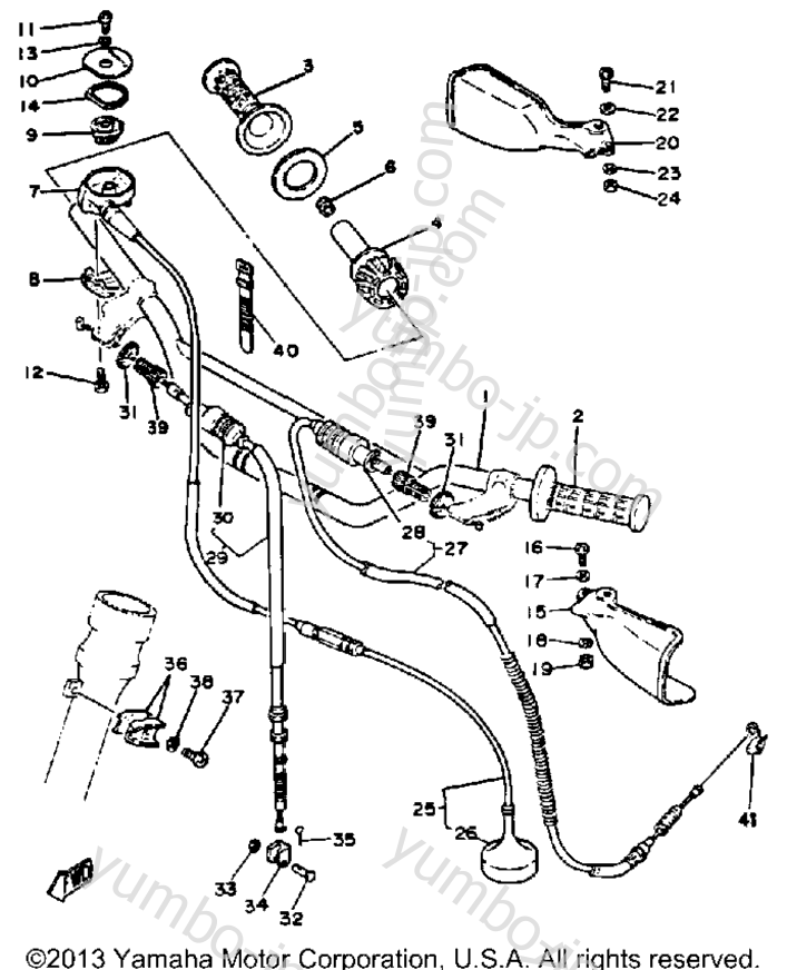 Handlebar - Cable for motorcycles YAMAHA IT465J 1982 year