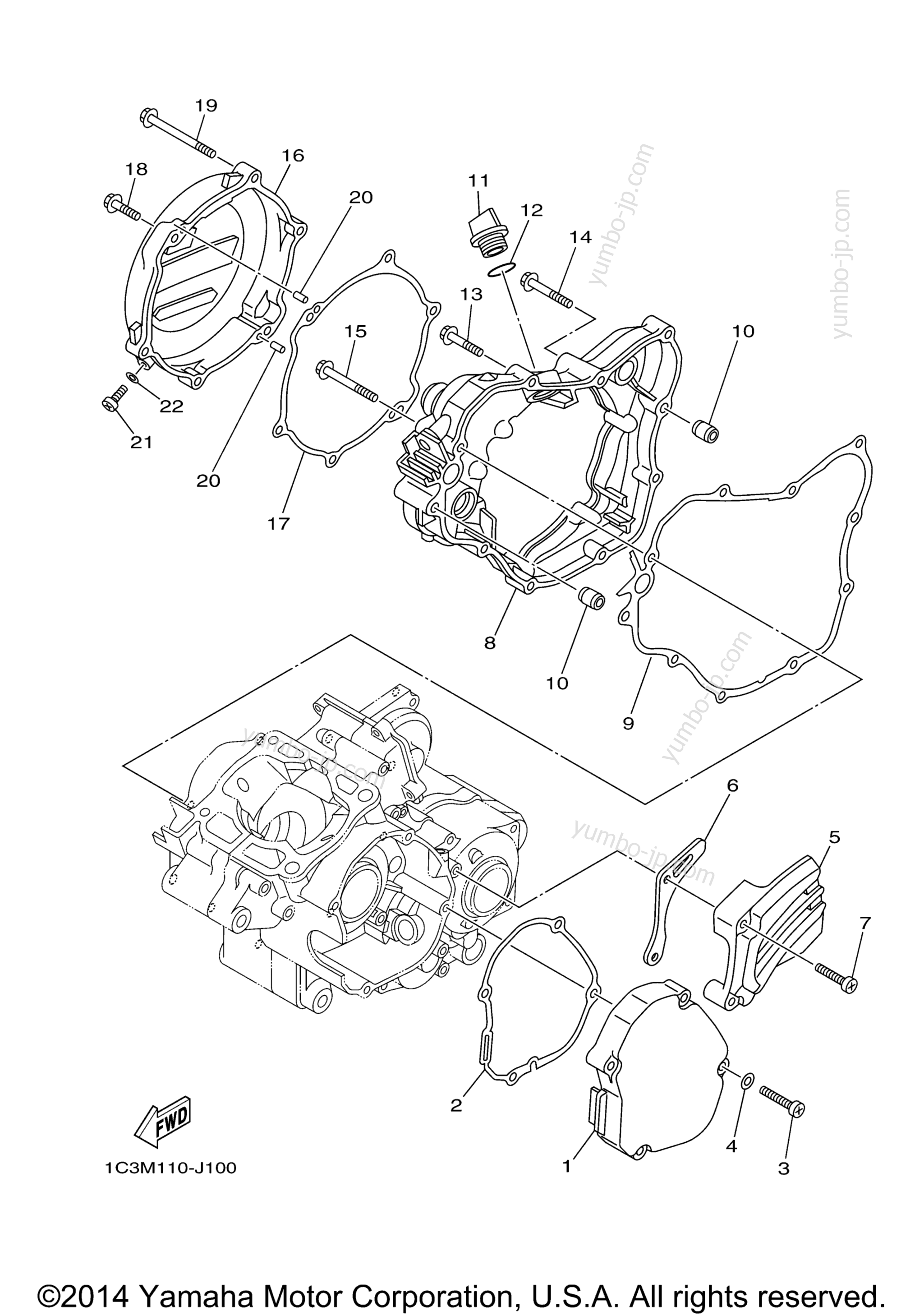 Crankcase Cover 1 для мотоциклов YAMAHA YZ125 (YZ125F2) 2015 г.