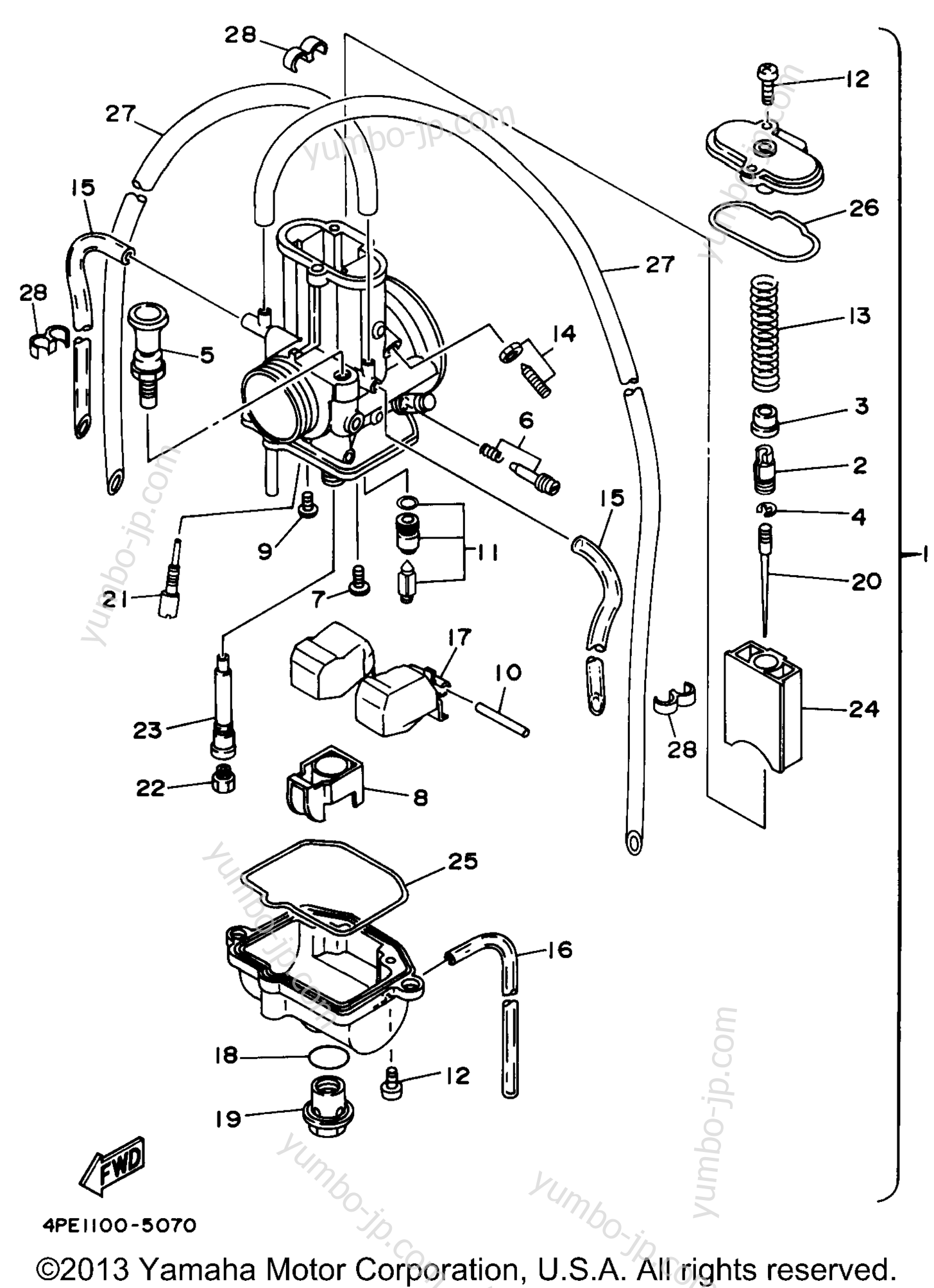 CARBURETOR for motorcycles YAMAHA YZ125 (YZ125K1) 1998 year