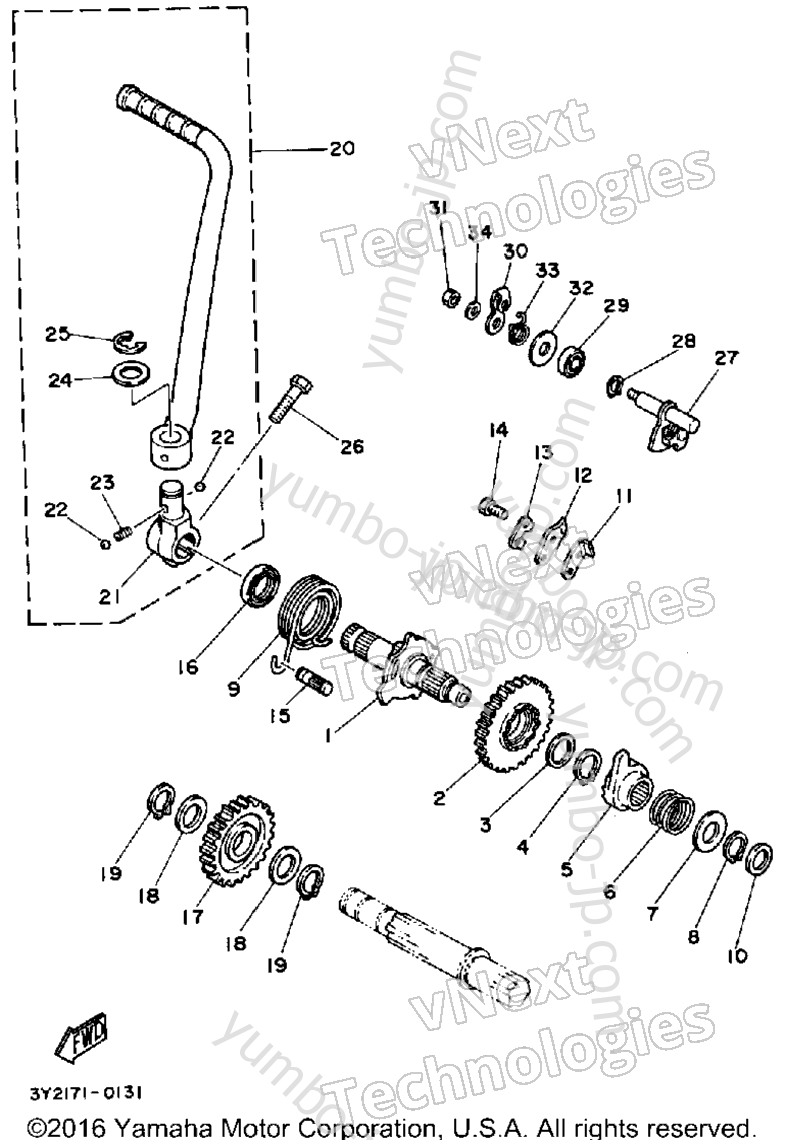 KICK STARTER для мотоциклов YAMAHA XT250 (XT250G_198) 1980 г.