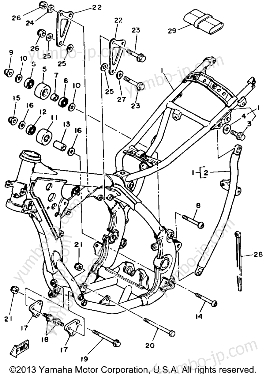 FRAME for motorcycles YAMAHA YZ125W 1989 year