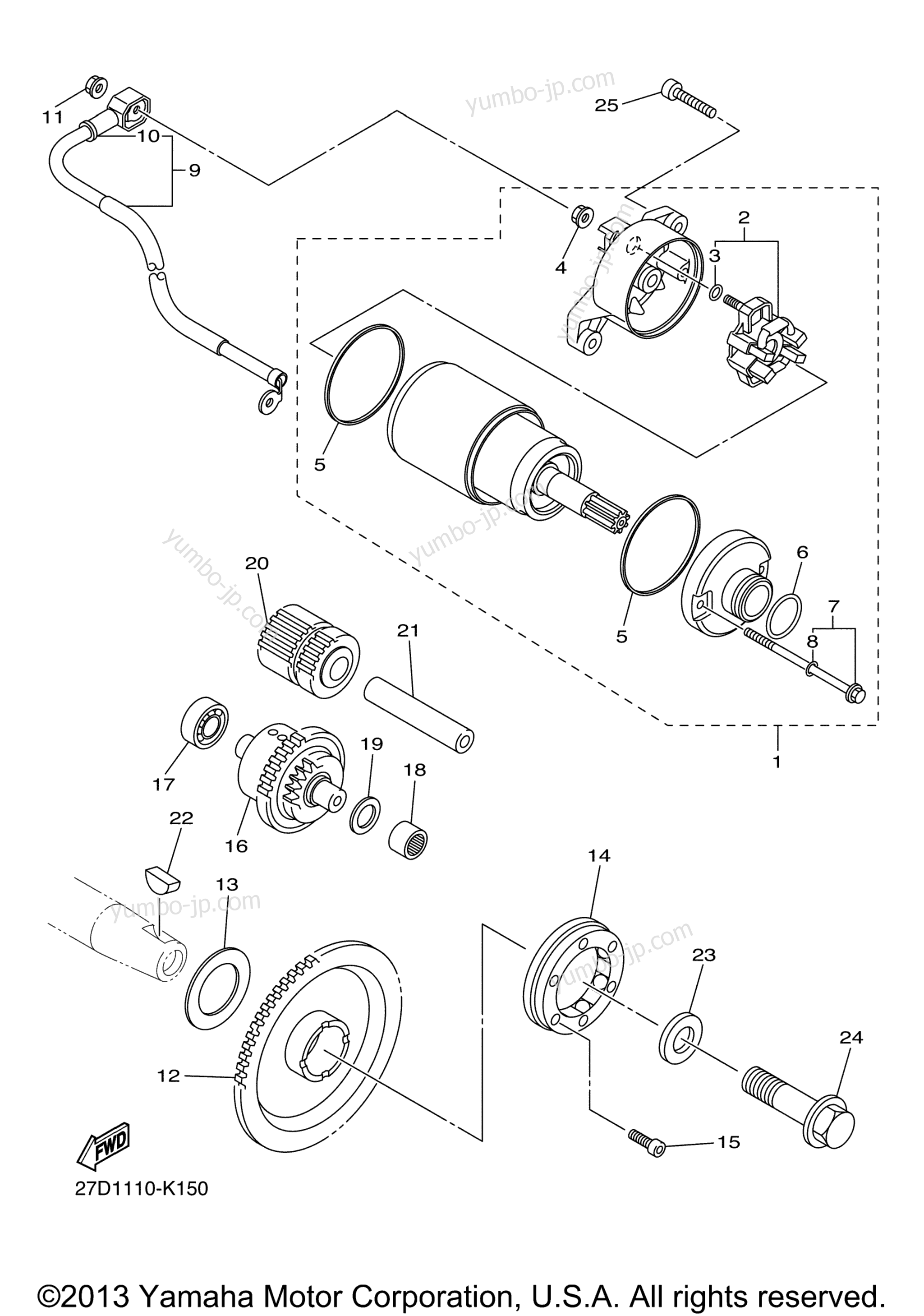 STARTER для мотоциклов YAMAHA STRYKER (XVS13CACL) CA 2011 г.