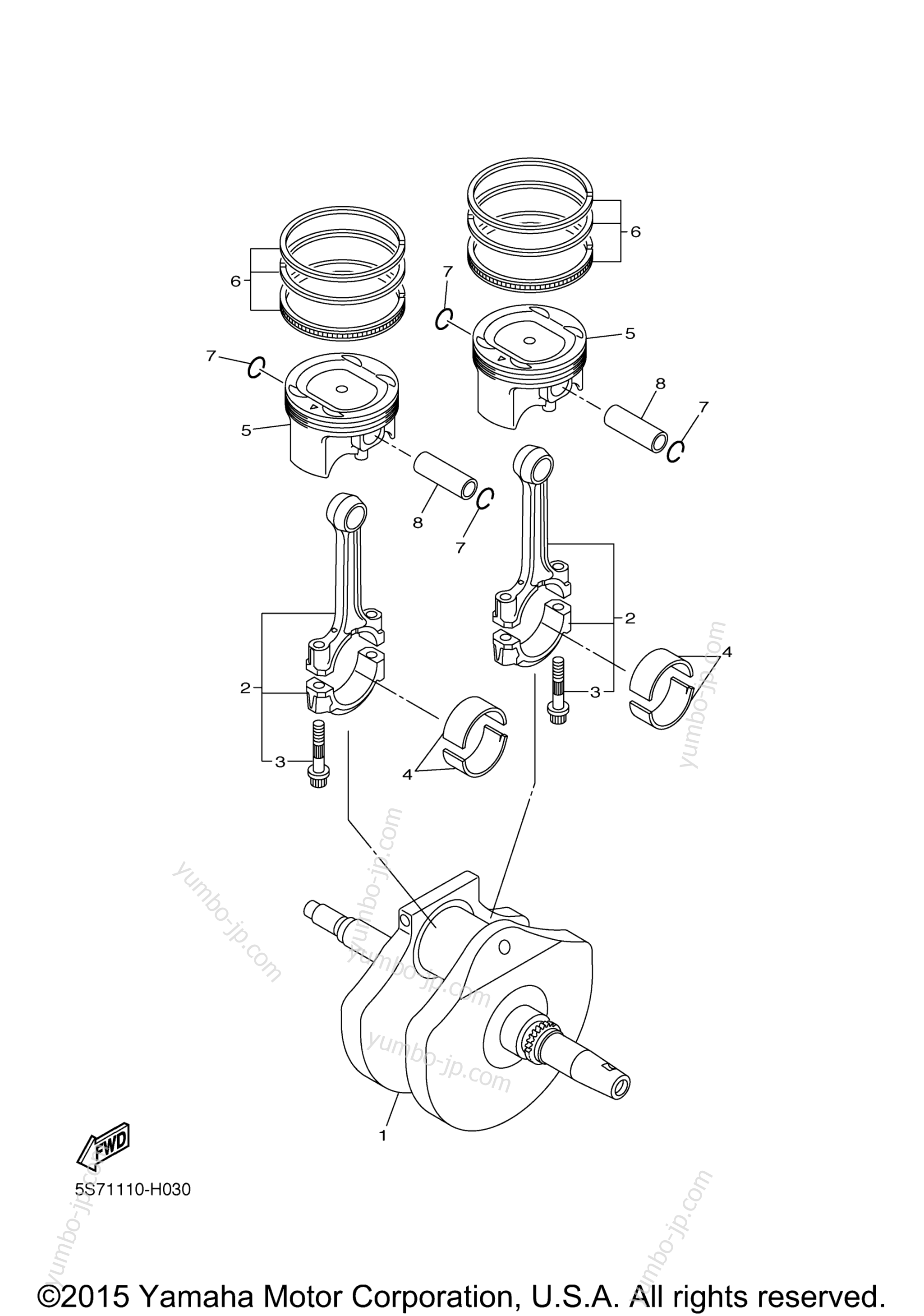 CRANKSHAFT PISTON for motorcycles YAMAHA BOLT R SPEC (XVS95CGY) 2016 year