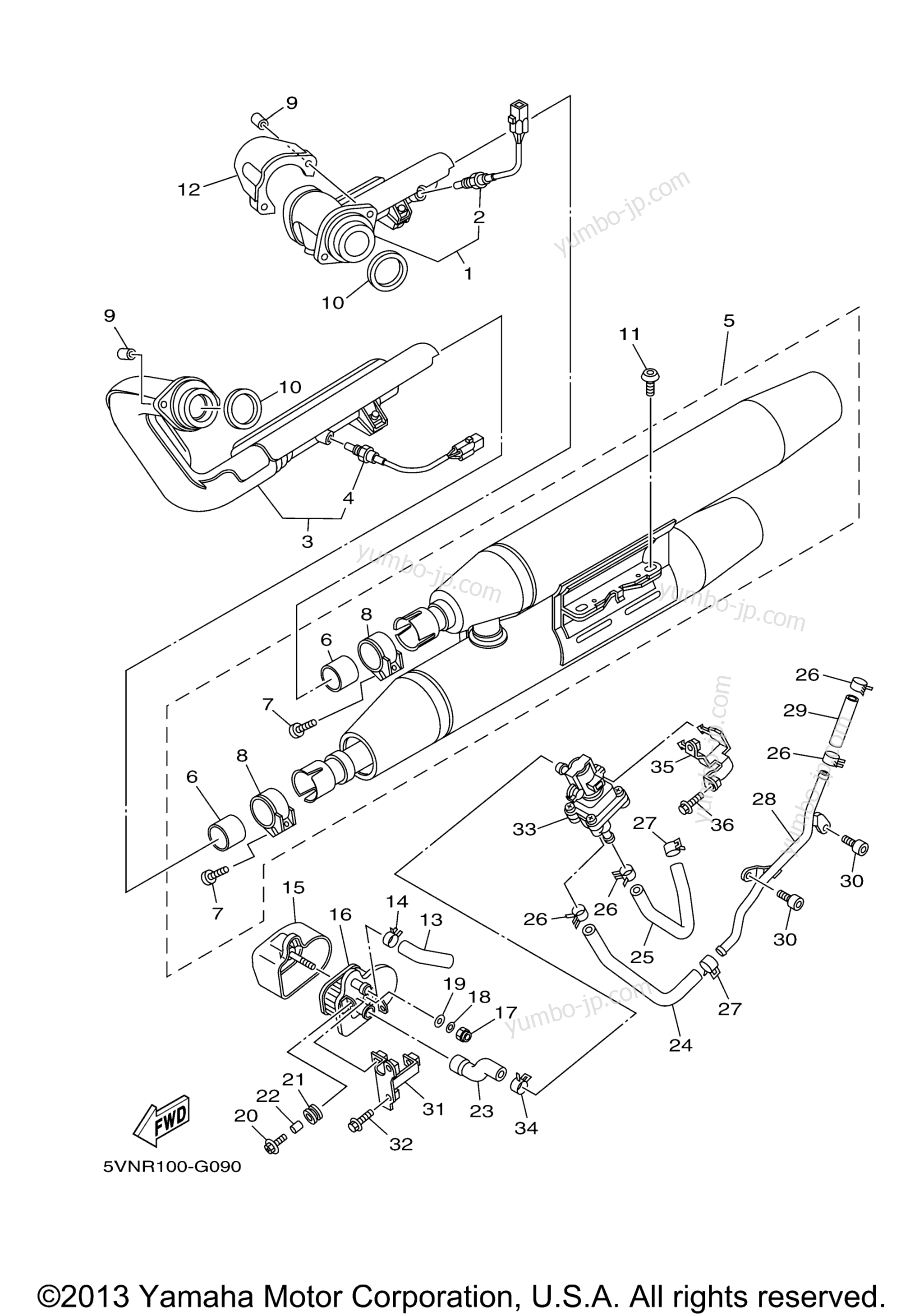 Exhaust for motorcycles YAMAHA ROAD STAR S (XV17ASACB) CA 2011 year