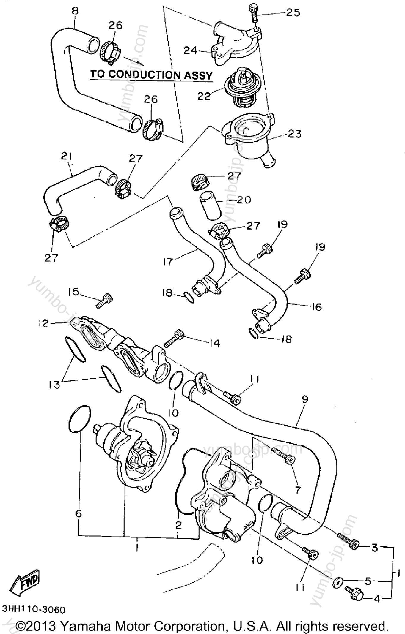 WATER PUMP for motorcycles YAMAHA FZR600RFC 1994 year