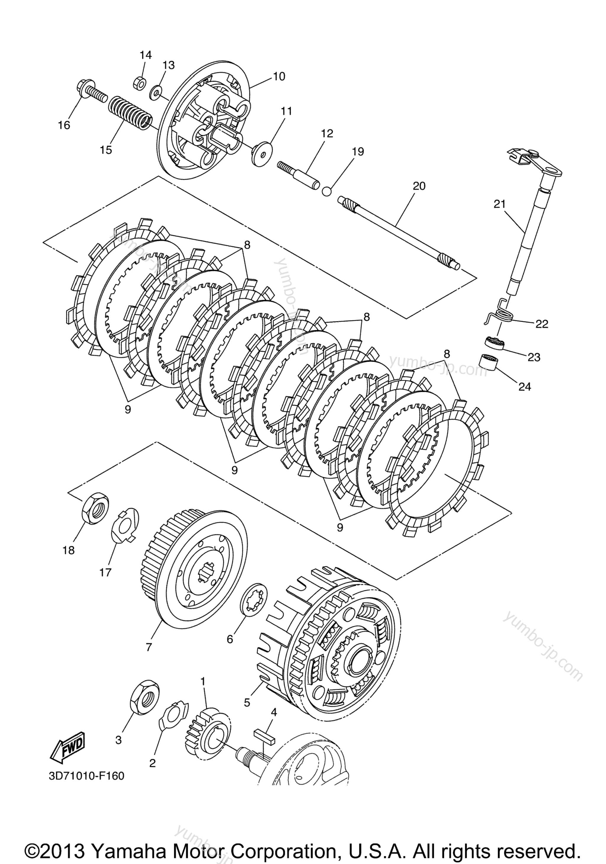 CLUTCH for motorcycles YAMAHA WR250X (WR25XXCL) CA 2008 year