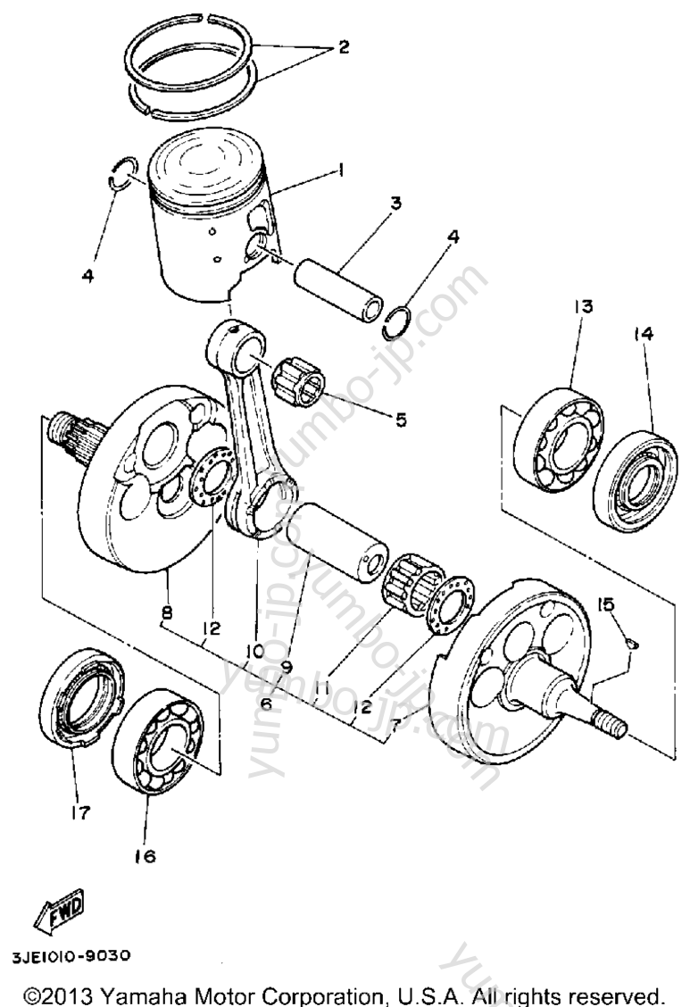 Crankshaft-Piston для мотоциклов YAMAHA YZ250W 1989 г.